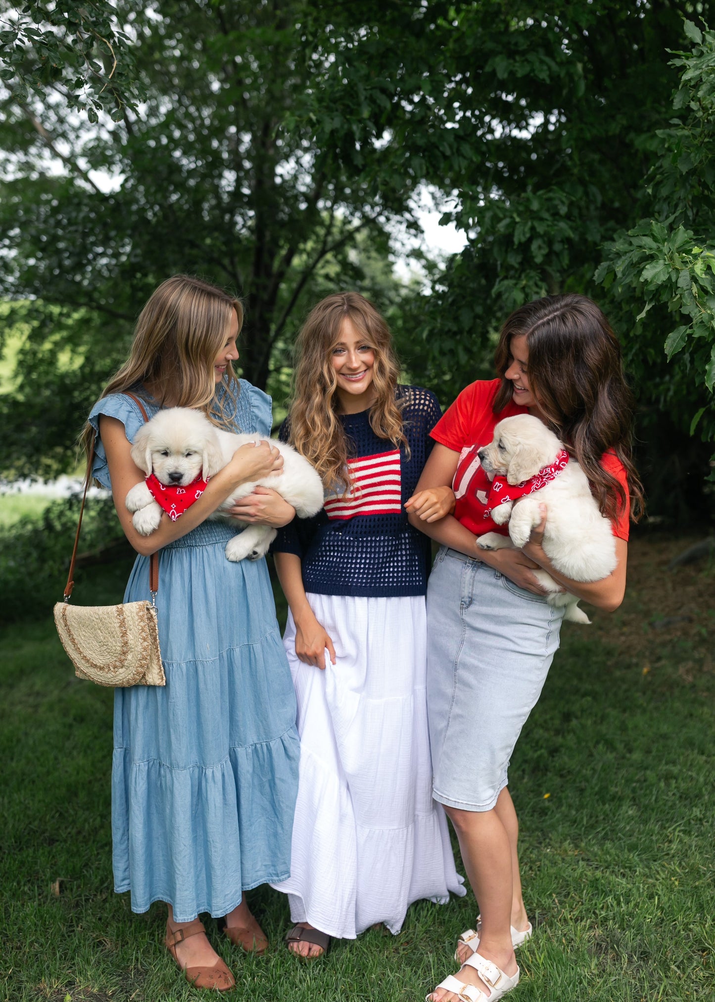Flag Print Crochet Sweater Top FF Tops
