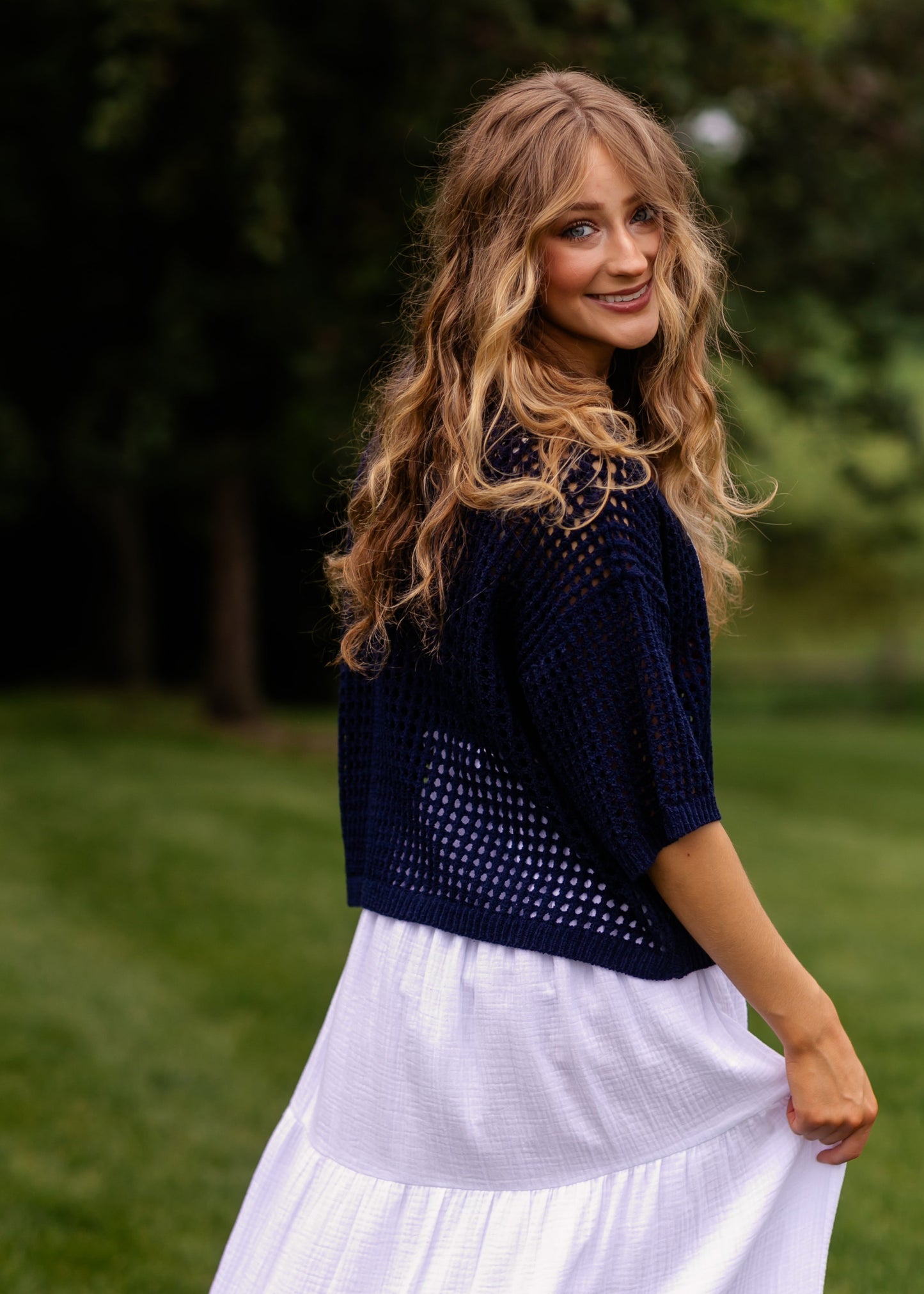 Flag Print Crochet Sweater Top FF Tops