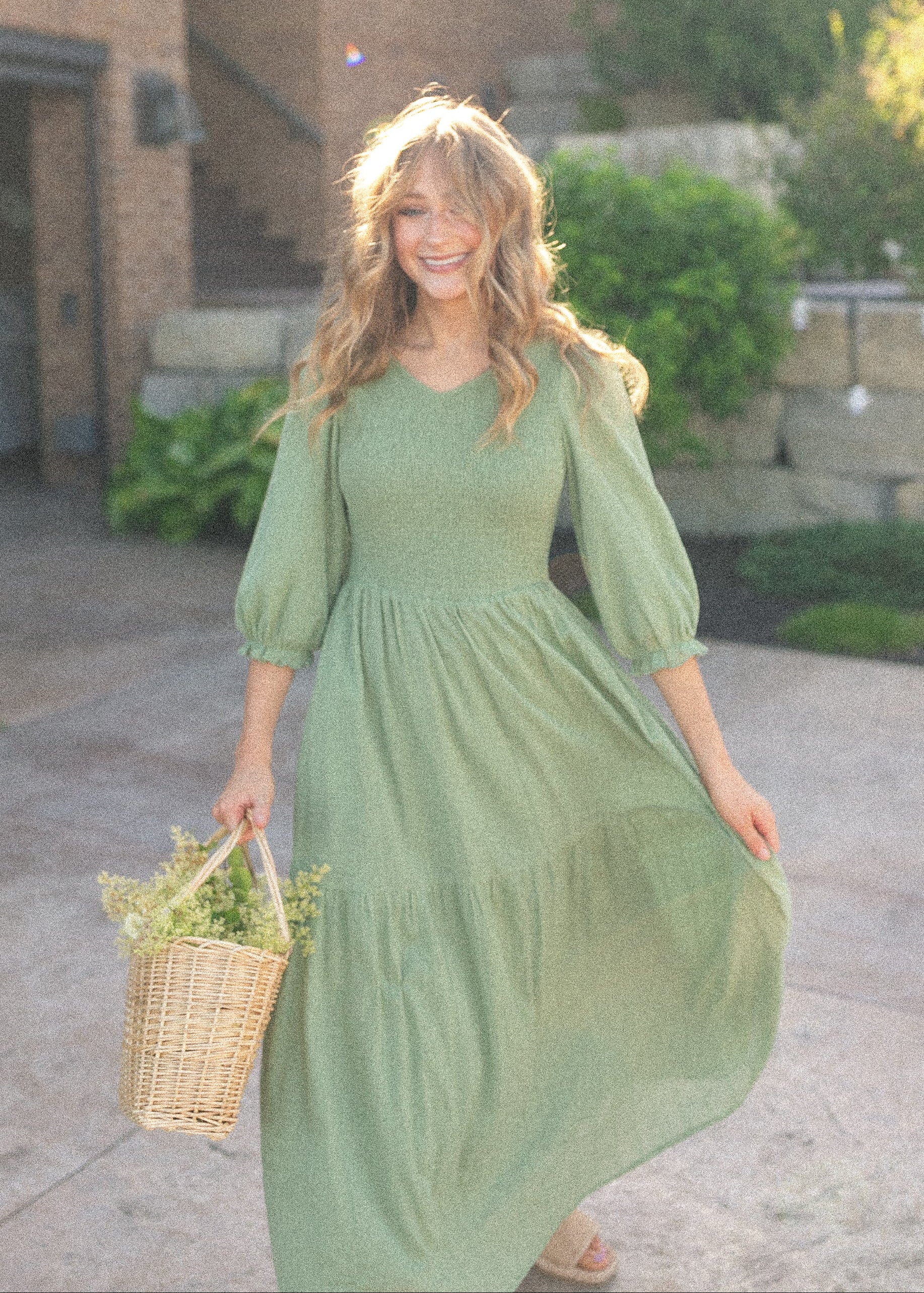 Smocked Terry Dress Flora Smocked Midi Dress Smocked Terry Dress Flora Smocked Midi Dress