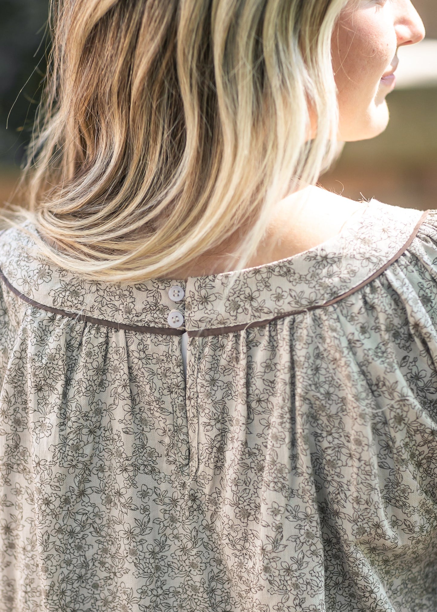 Floral Contrast Smocked Top FF Tops