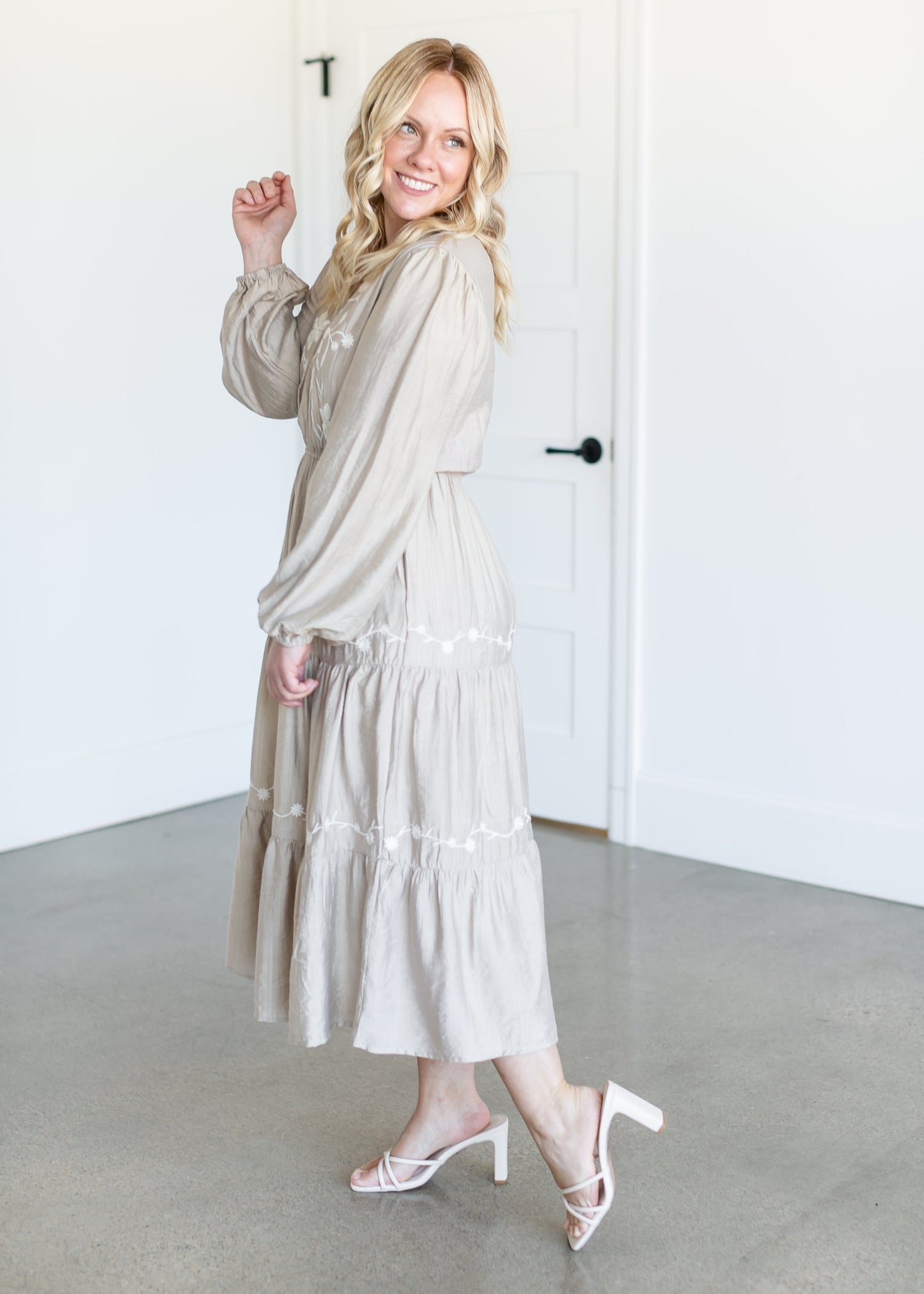 Floral Crochet Detailed Long Sleeve Dress FF Dresses