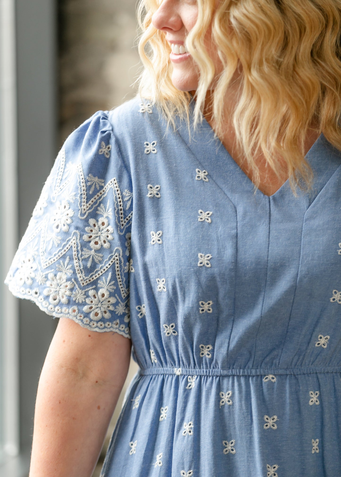 Floral Embroidered Border Detail Dress FF Dresses