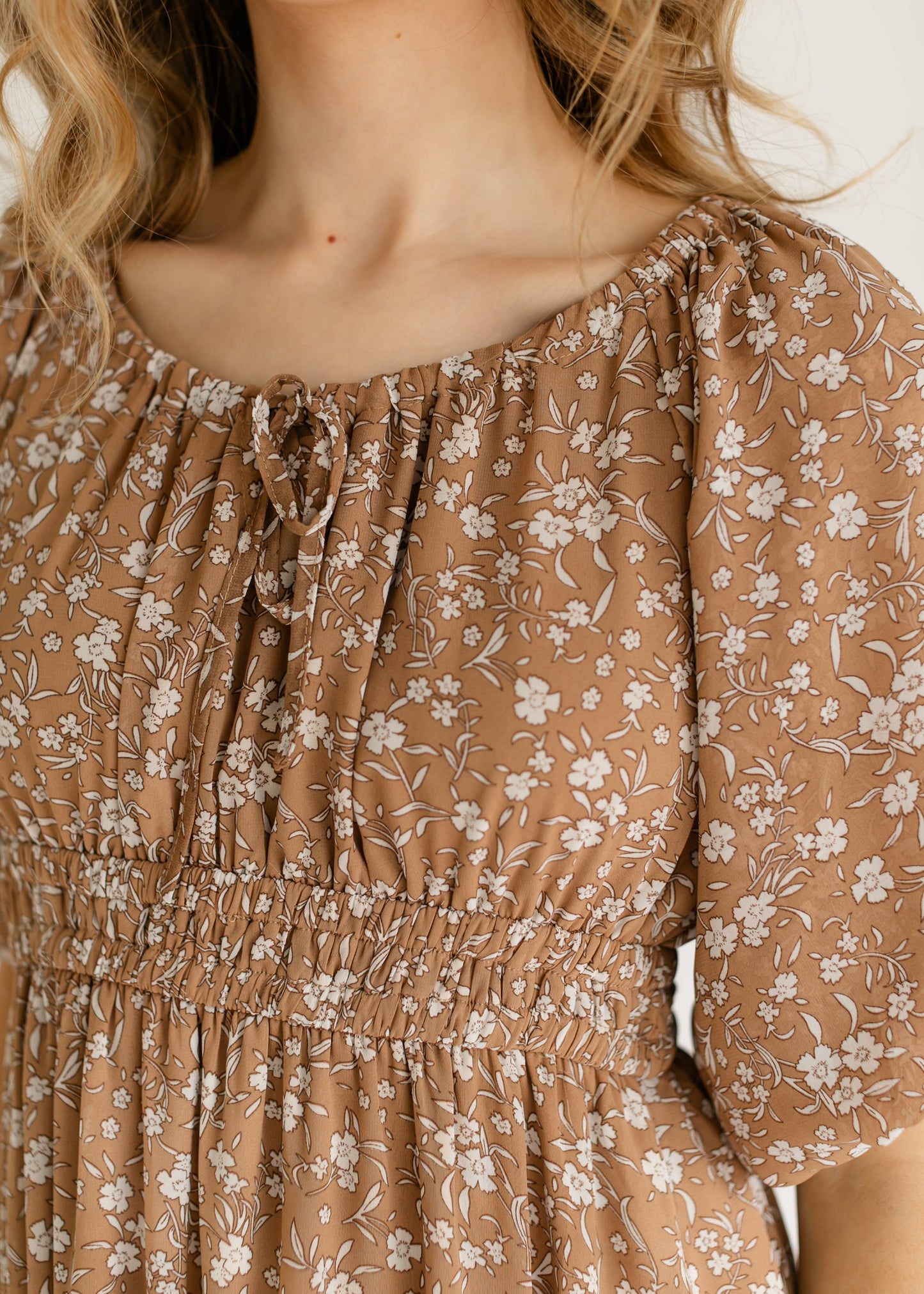 Floral Front Tie Midi Dress FF Dresses