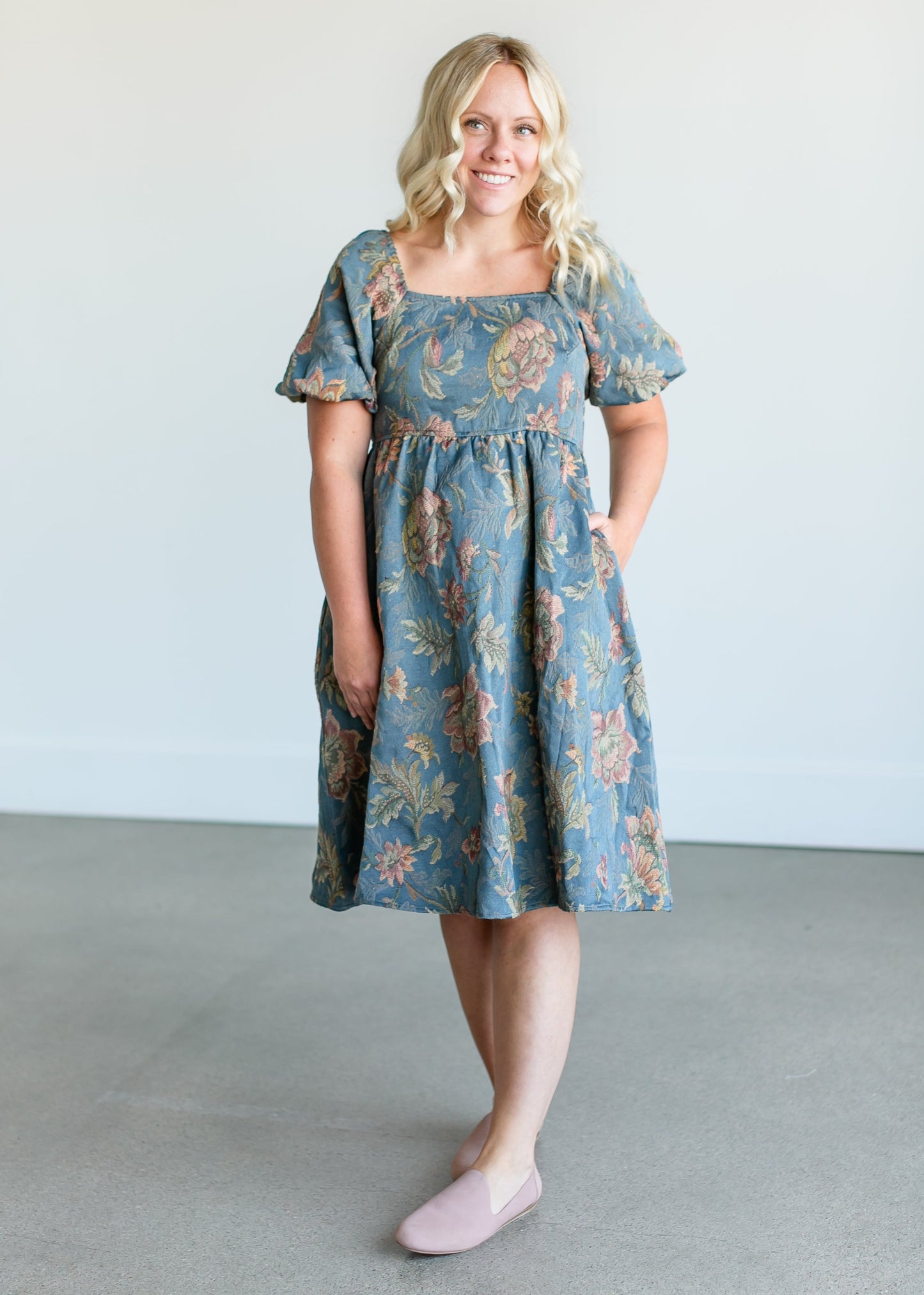 Floral Jacquard Midi Dress FF Dresses