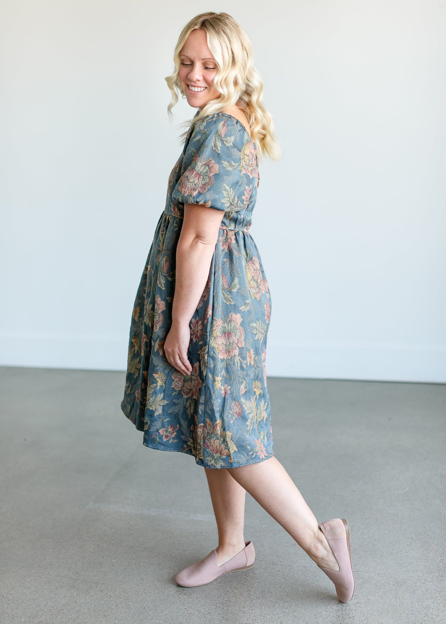 Floral Jacquard Midi Dress FF Dresses