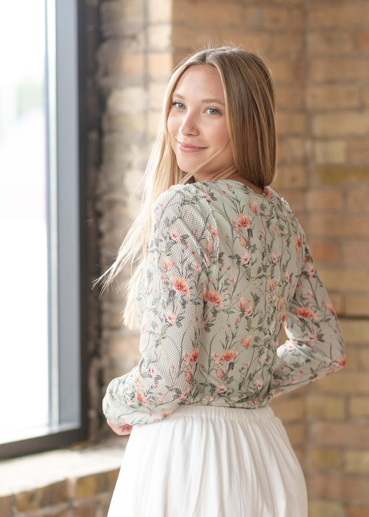 Floral Mesh Button Cardigan FF Layering Essentials