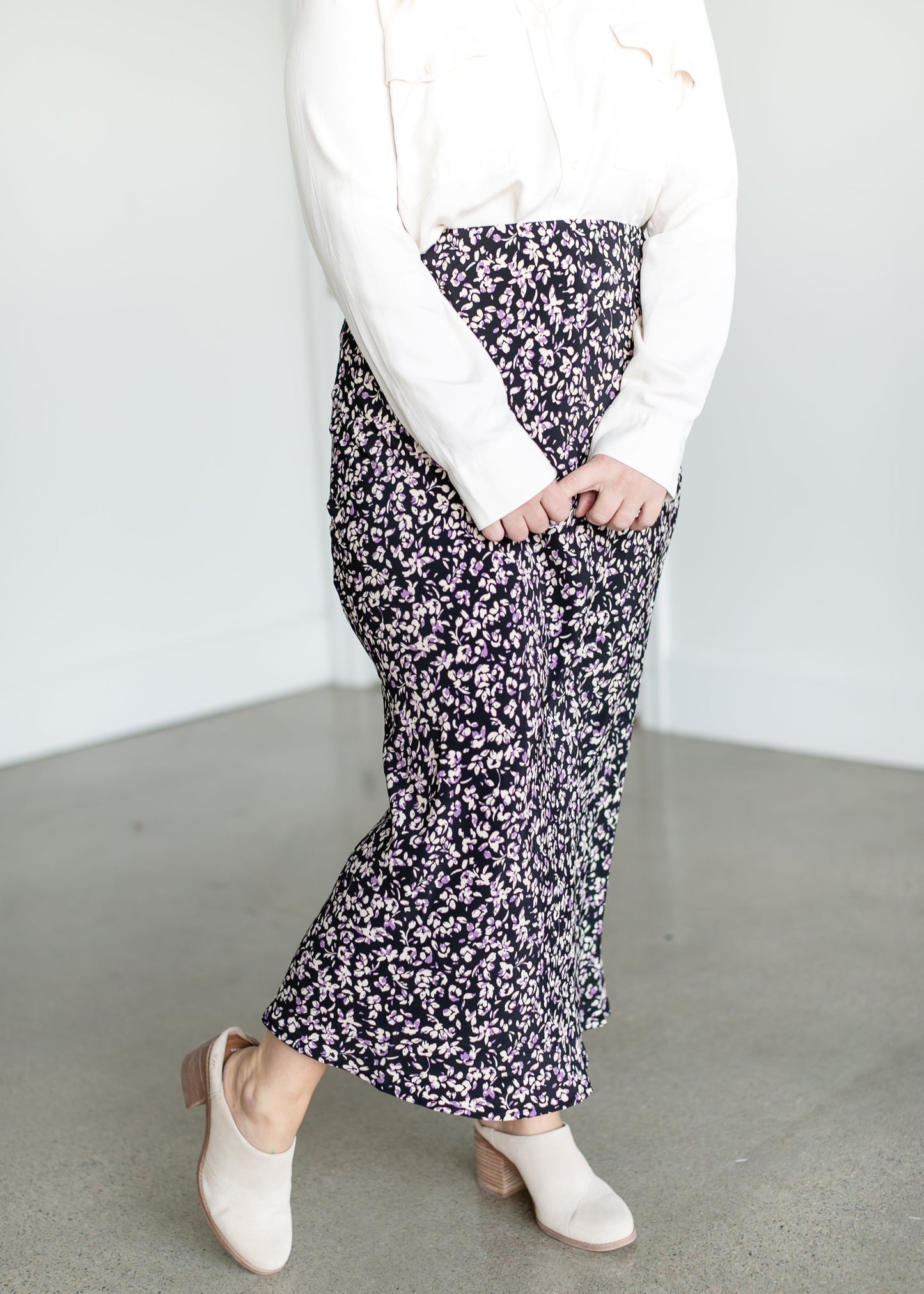 Floral Midi Slip Skirt FF Skirts