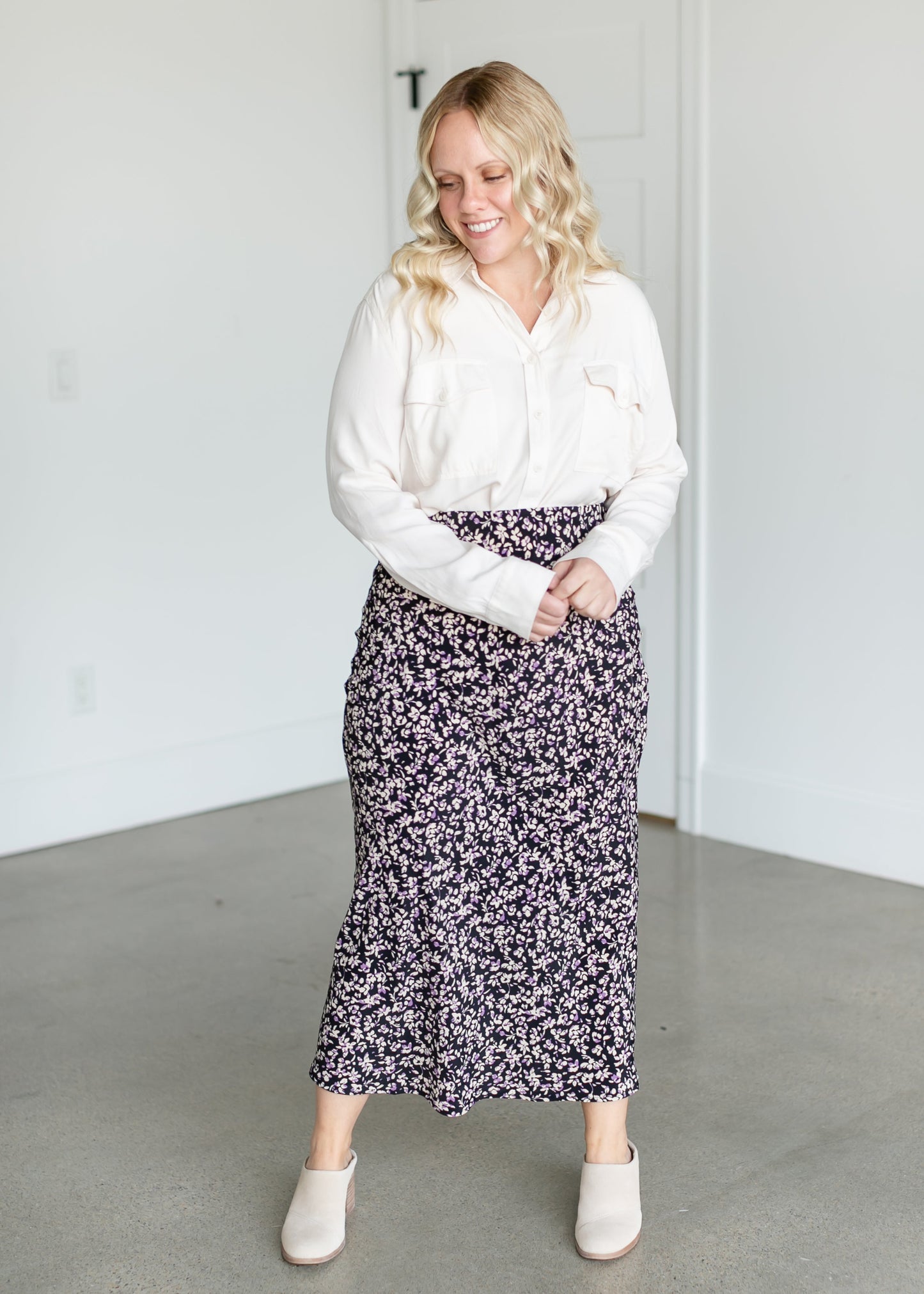Floral Midi Slip Skirt FF Skirts
