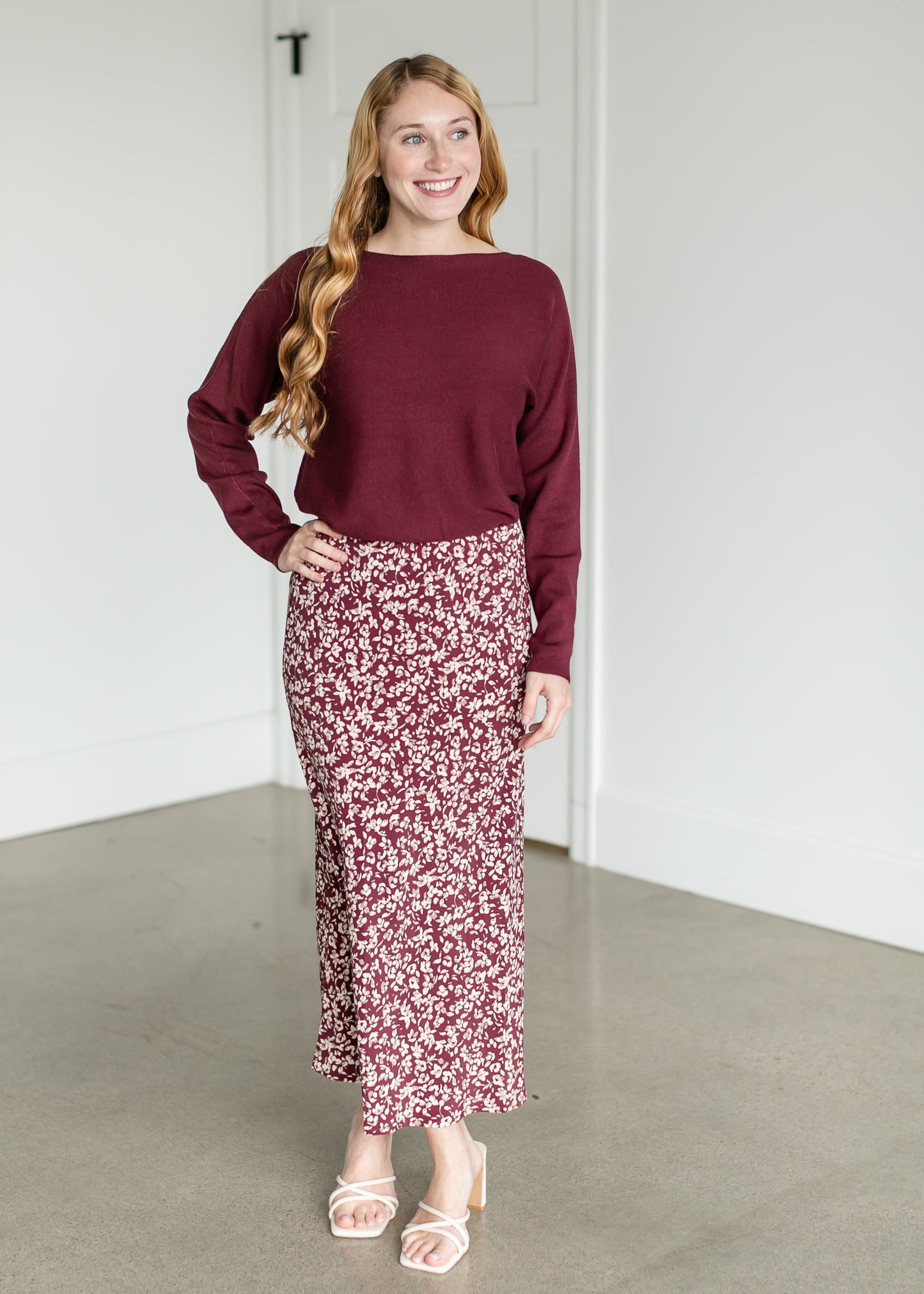 Floral Midi Slip Skirt FF Skirts