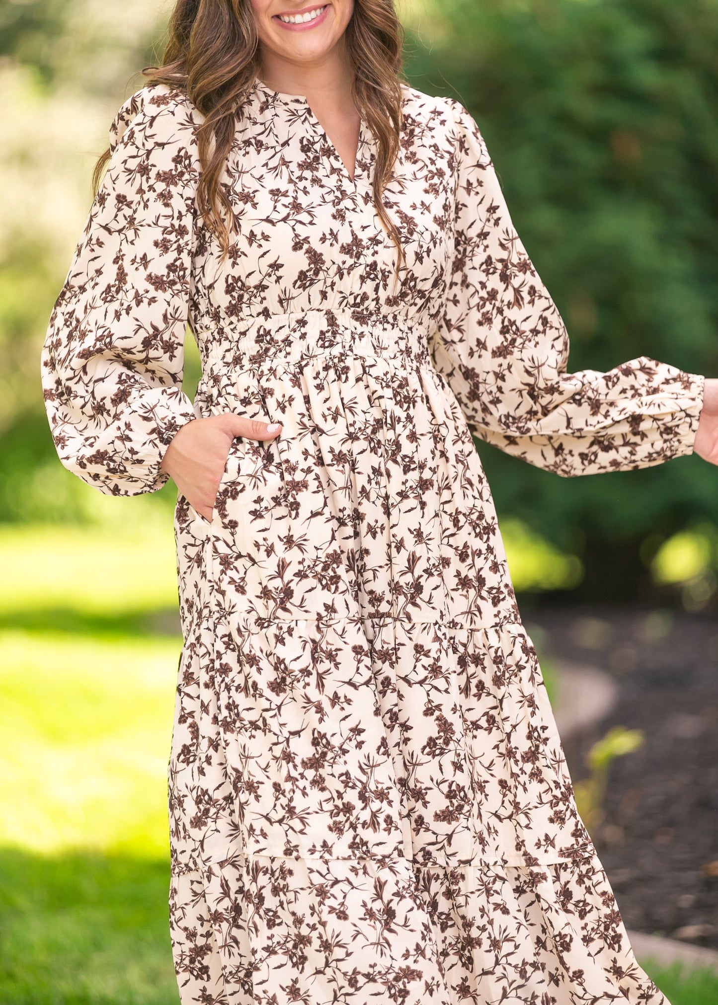 Floral Print Long Sleeve Maxi Dress FF Dresses