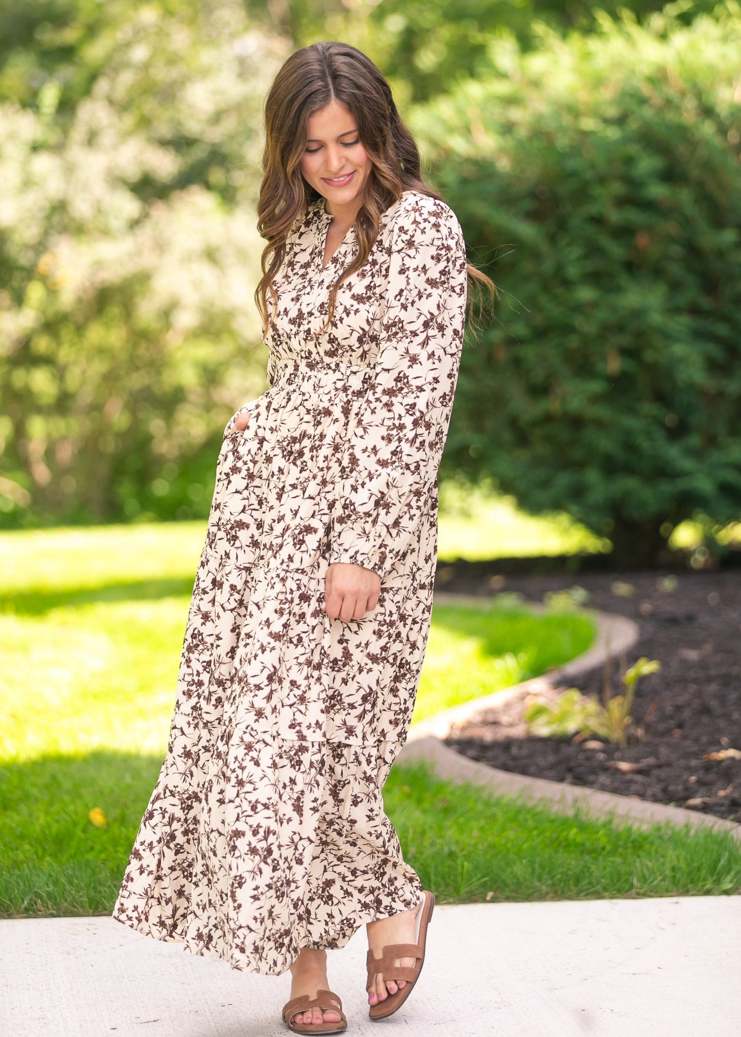 Floral Print Long Sleeve Maxi Dress FF Dresses