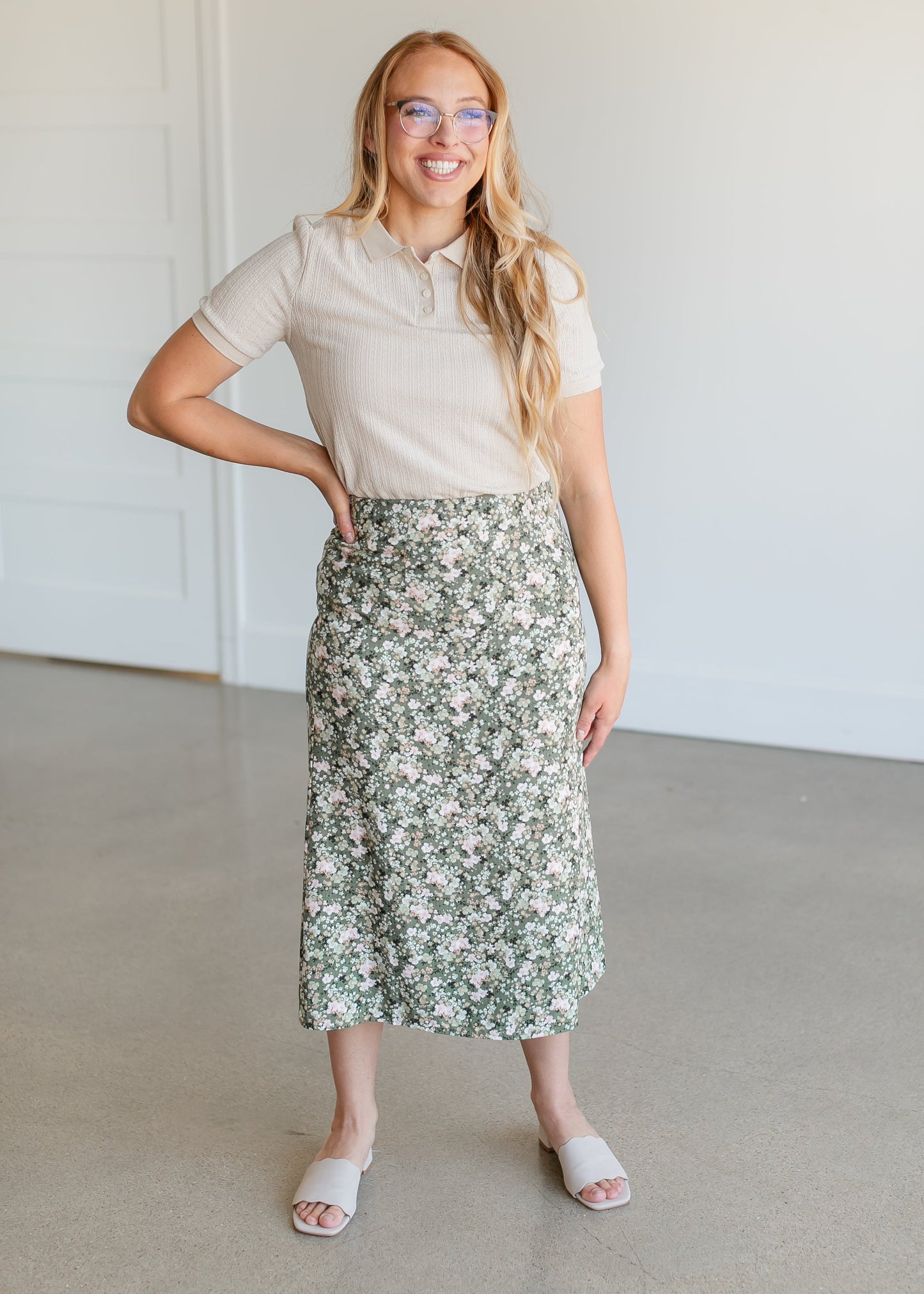 Floral Side Zip Midi Skirt FF Skirts