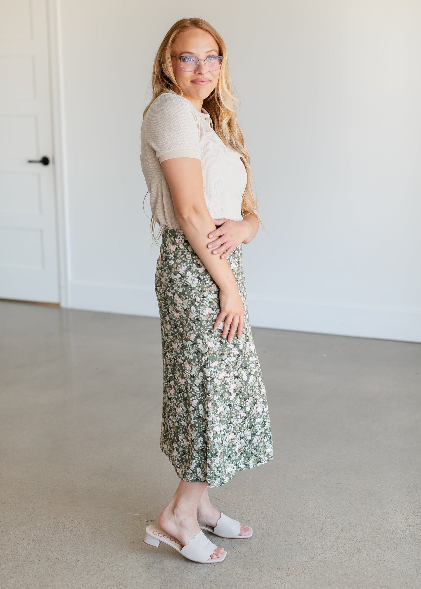 Floral Side Zip Midi Skirt FF Skirts