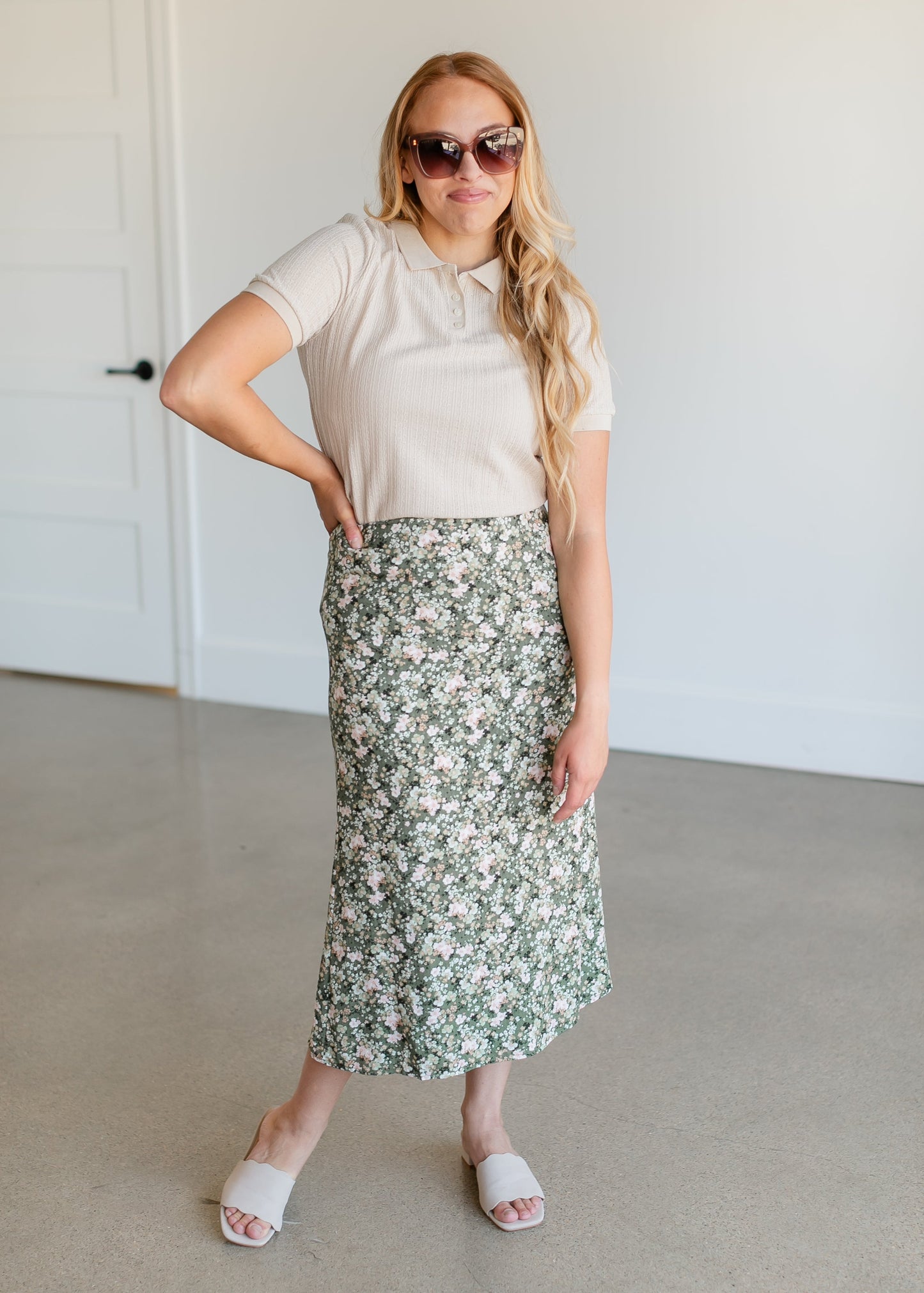Floral Side Zip Midi Skirt FF Skirts