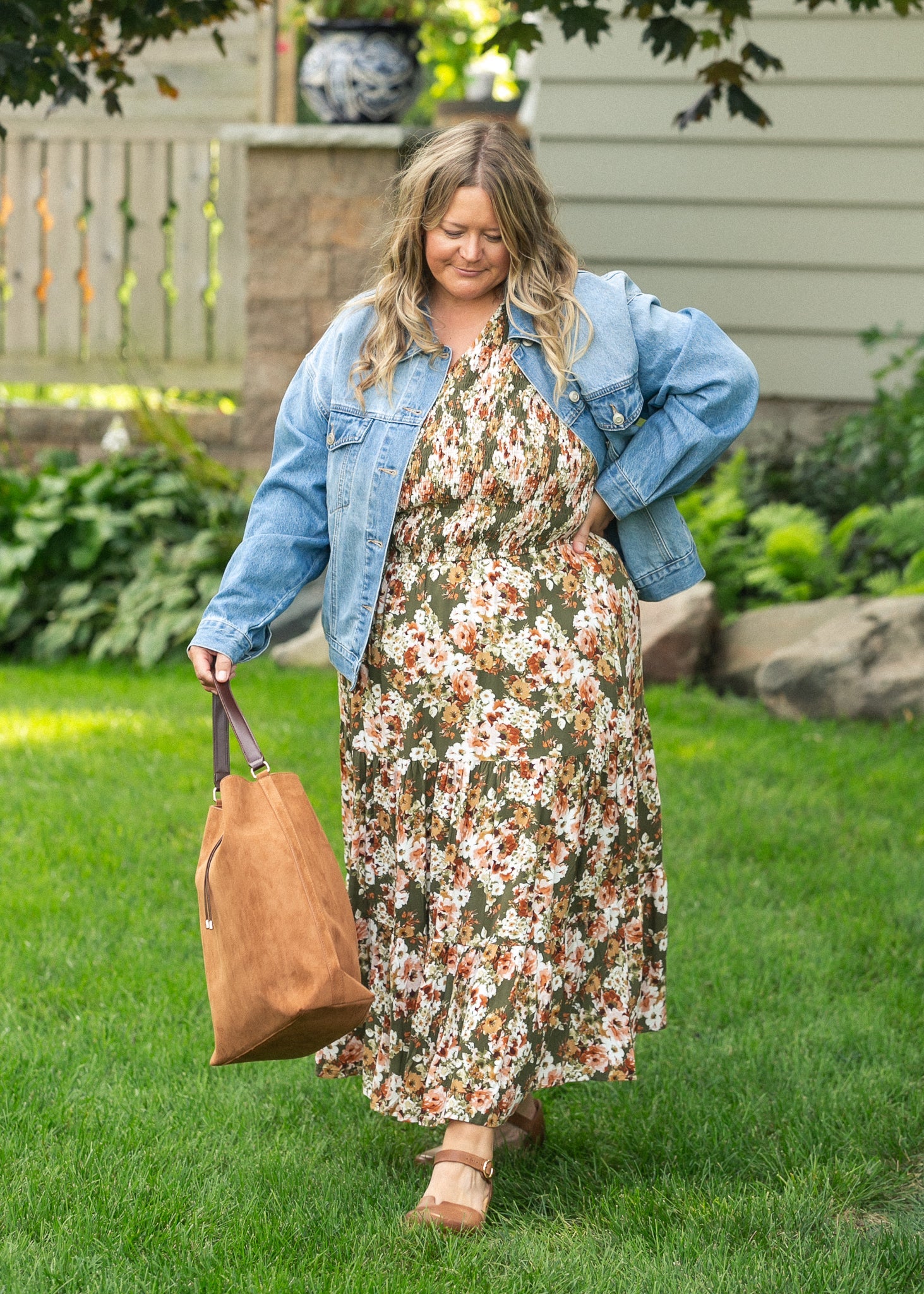 Floral Smocked V-Neck Dress FF Dresses
