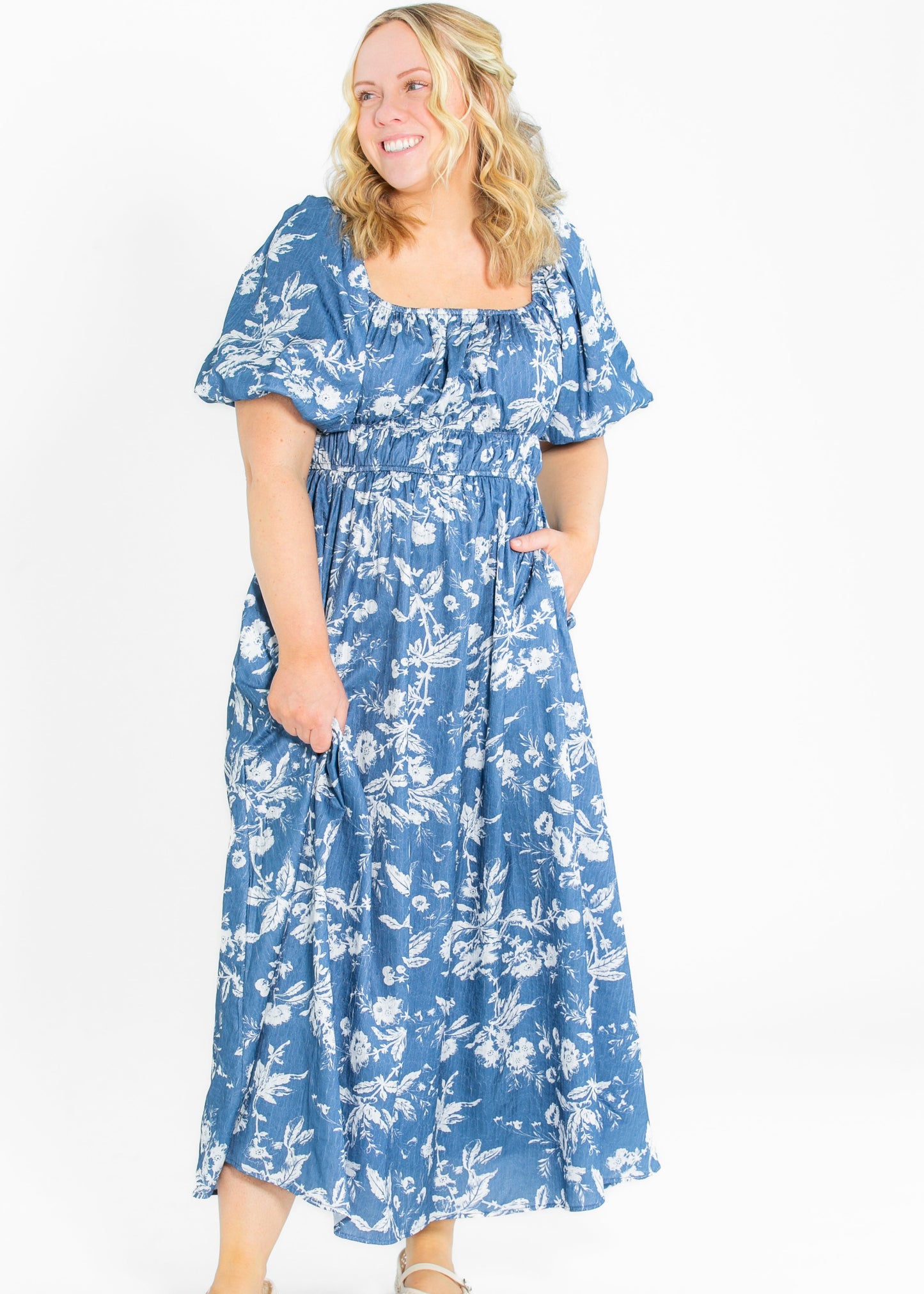 Floral Textured Print Maxi Dress FF Dresses