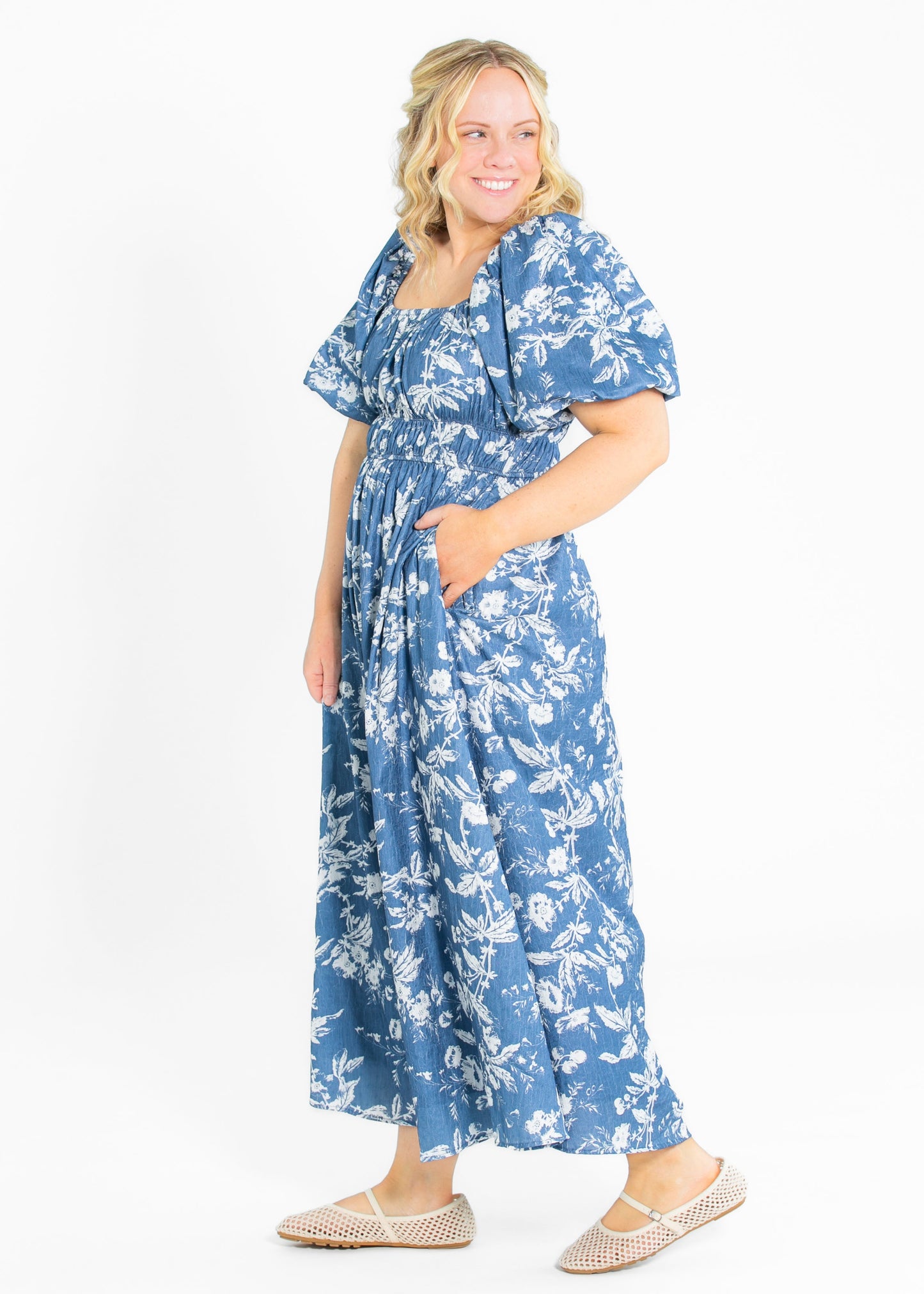 Floral Textured Print Maxi Dress FF Dresses