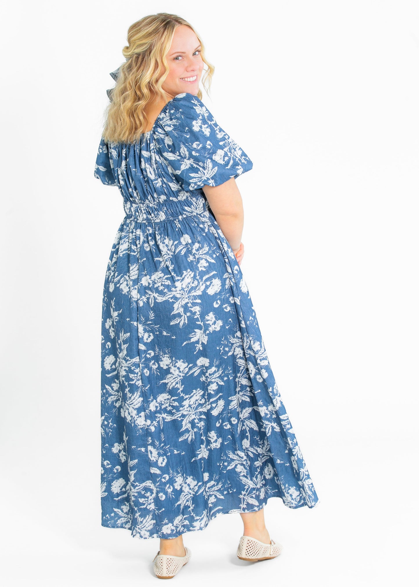 Floral Textured Print Maxi Dress FF Dresses