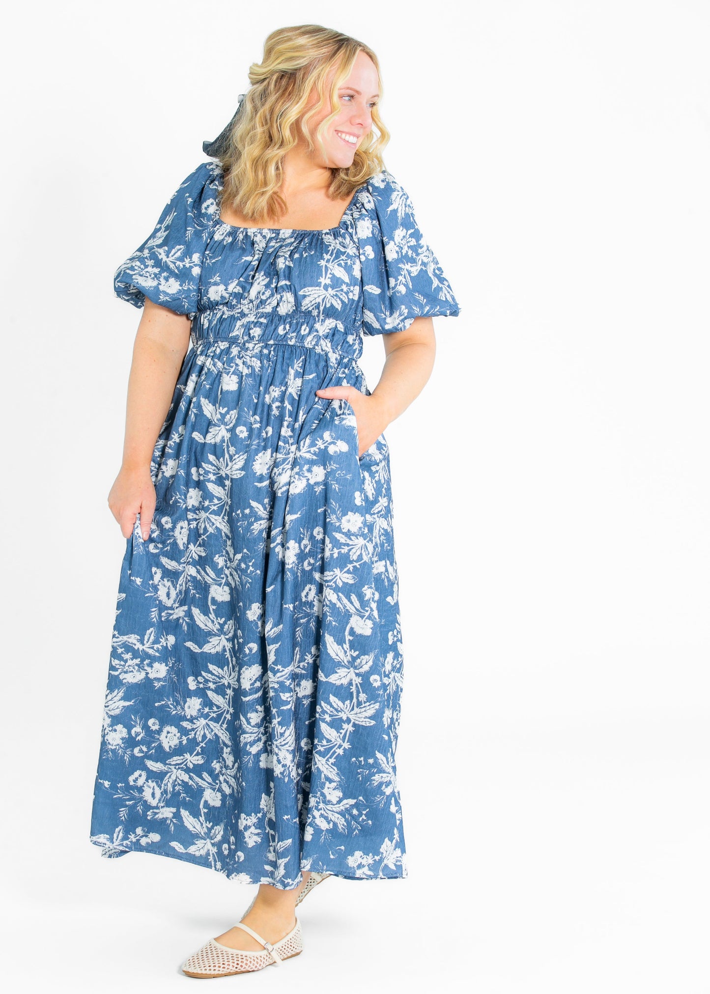 Floral Textured Print Maxi Dress FF Dresses