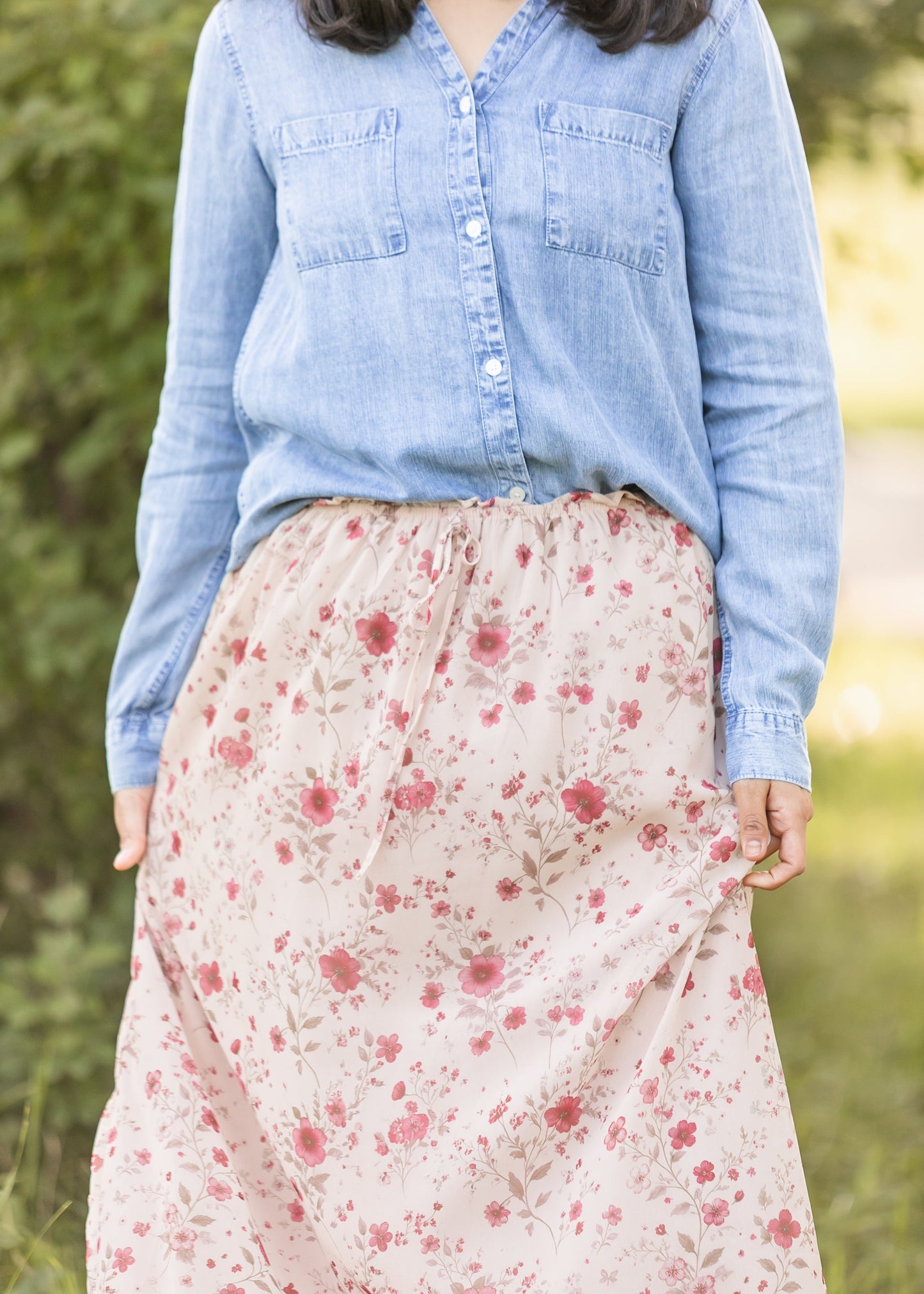 Floral Waist Tie Maxi Skirt FF Skirts