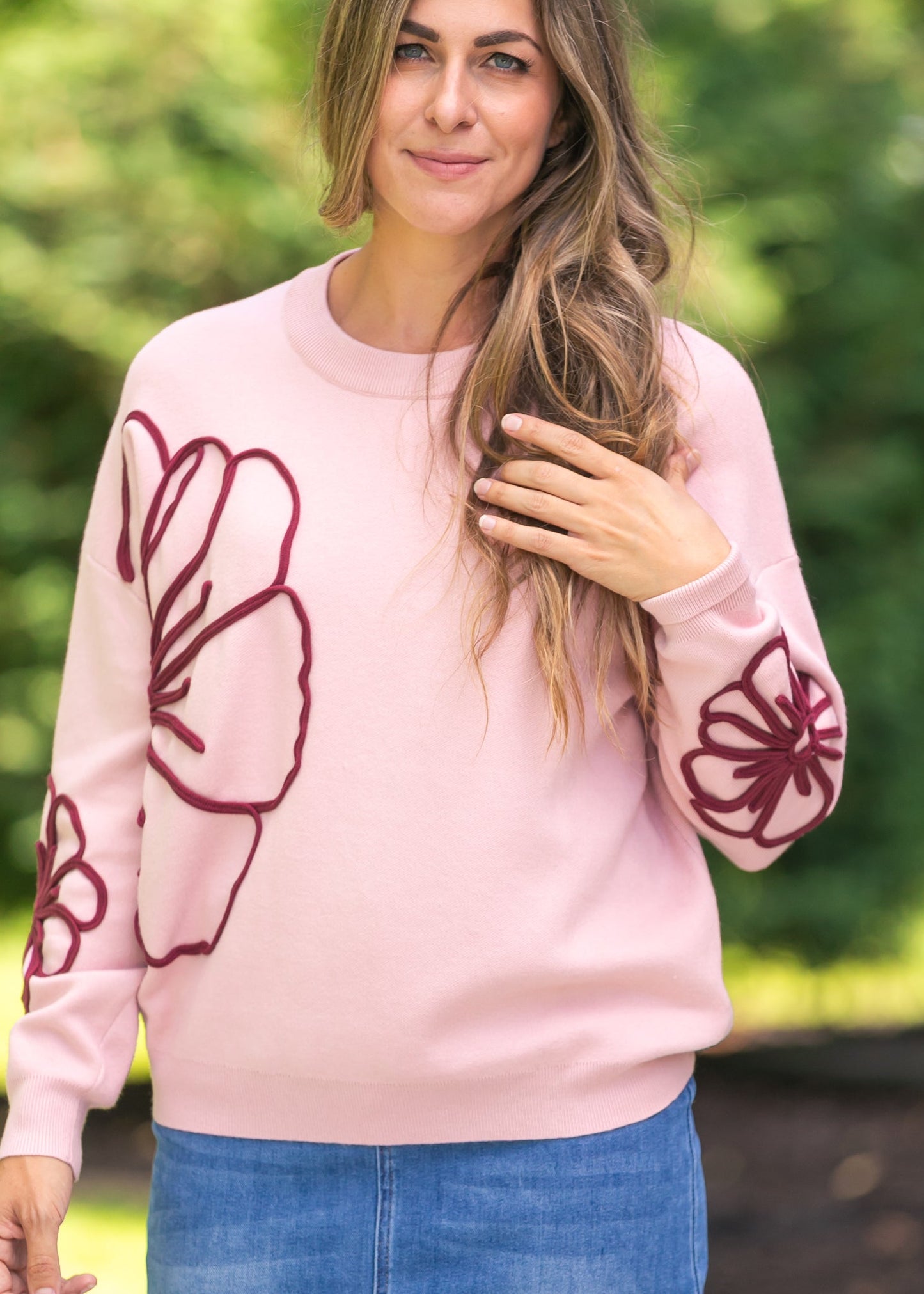 Flower Detail Knit Sweater FF Tops