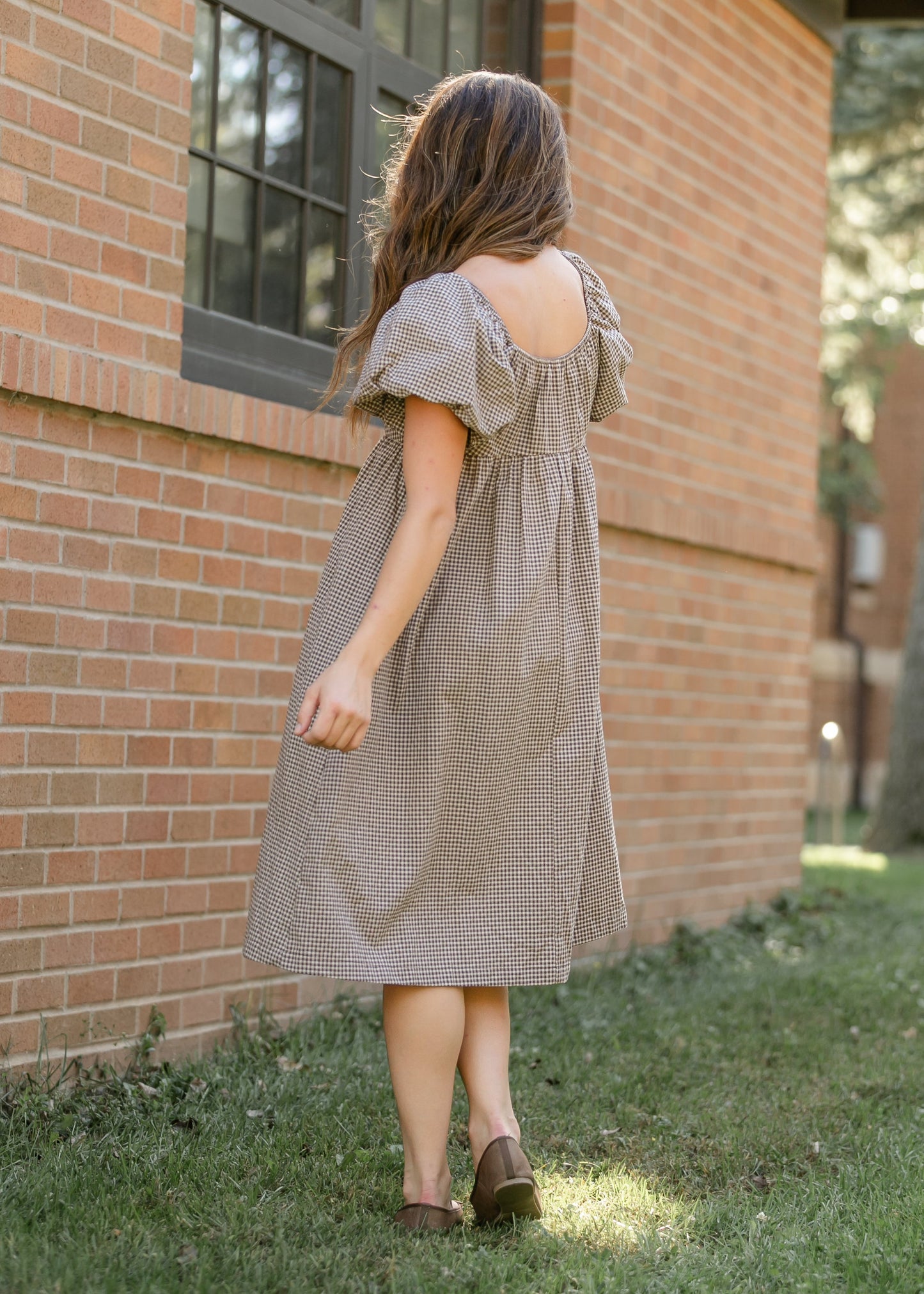 Flowy Checkered Midi Dress FF Dresses