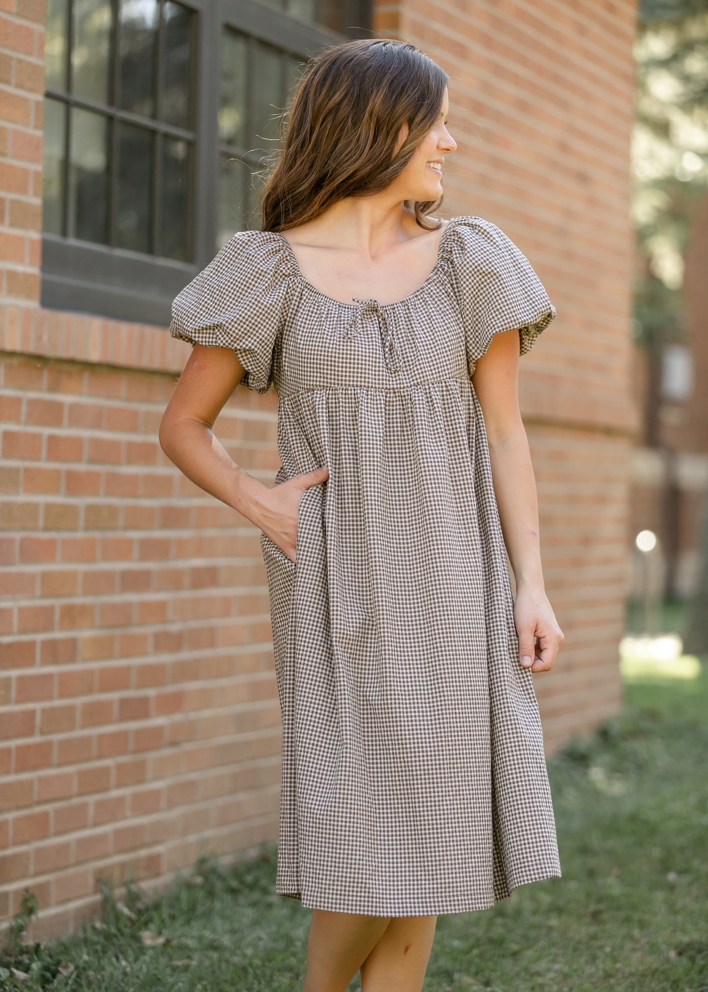 Flowy Checkered Midi Dress FF Dresses