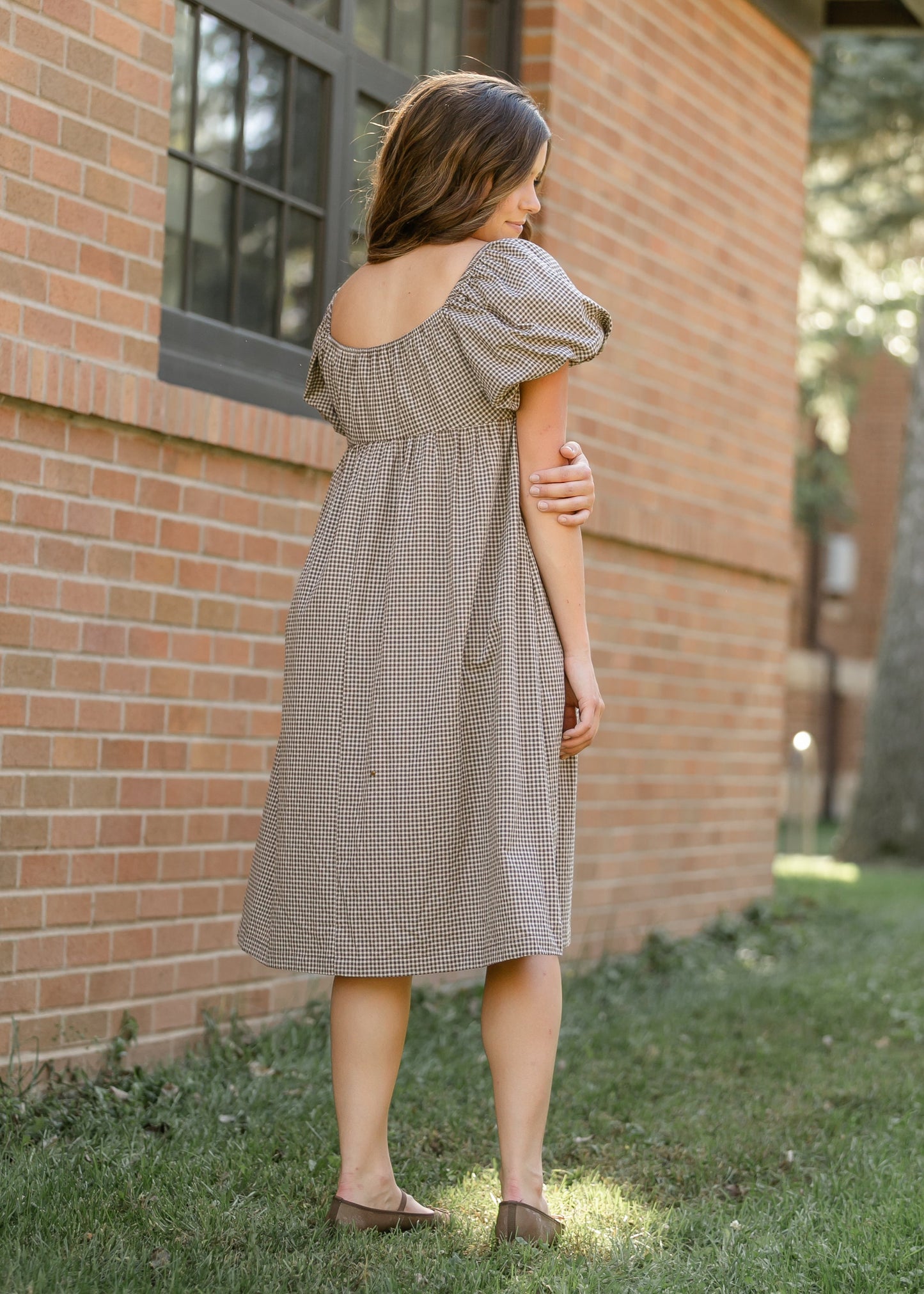 Flowy Checkered Midi Dress FF Dresses