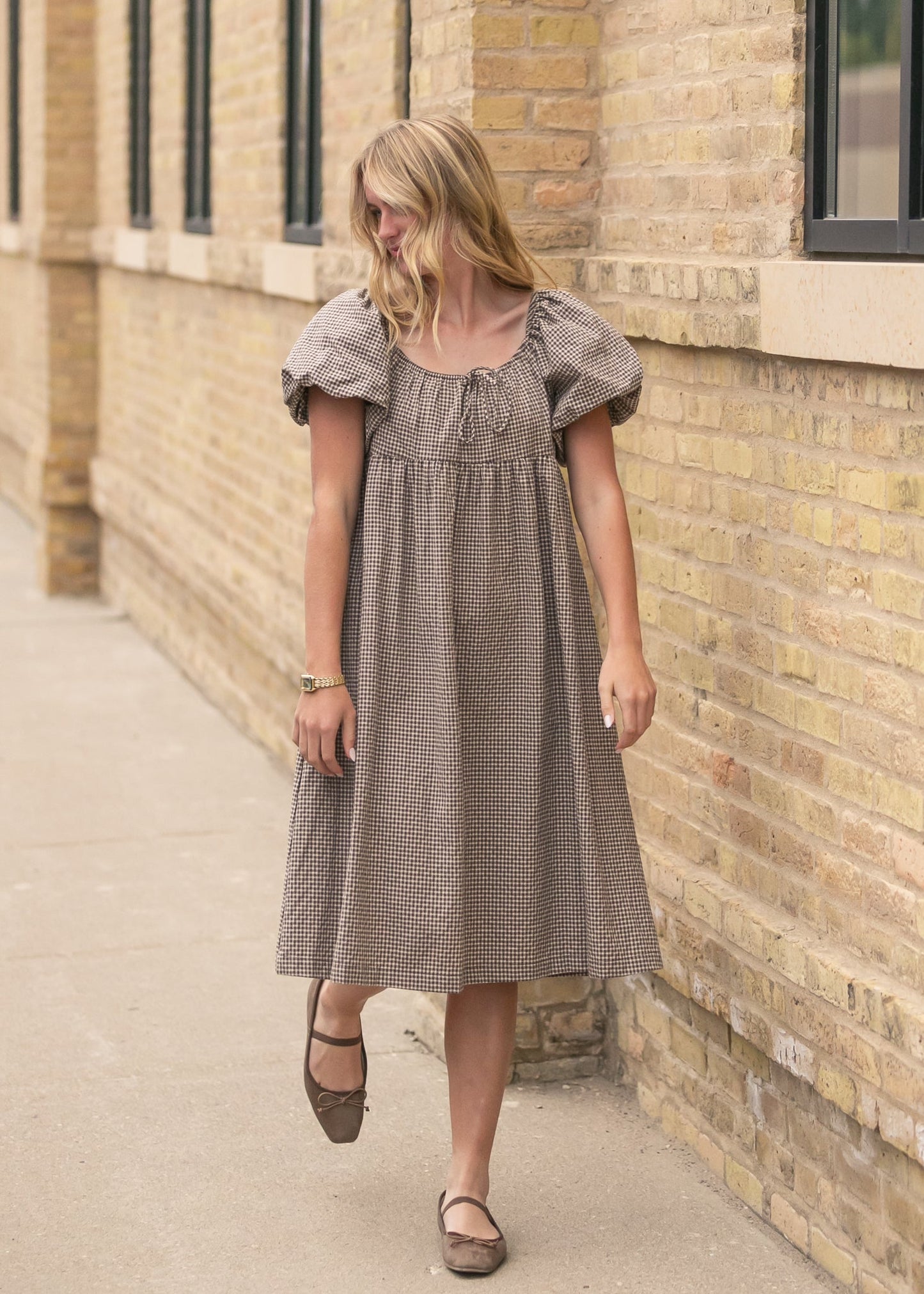 Flowy Checkered Midi Dress FF Dresses