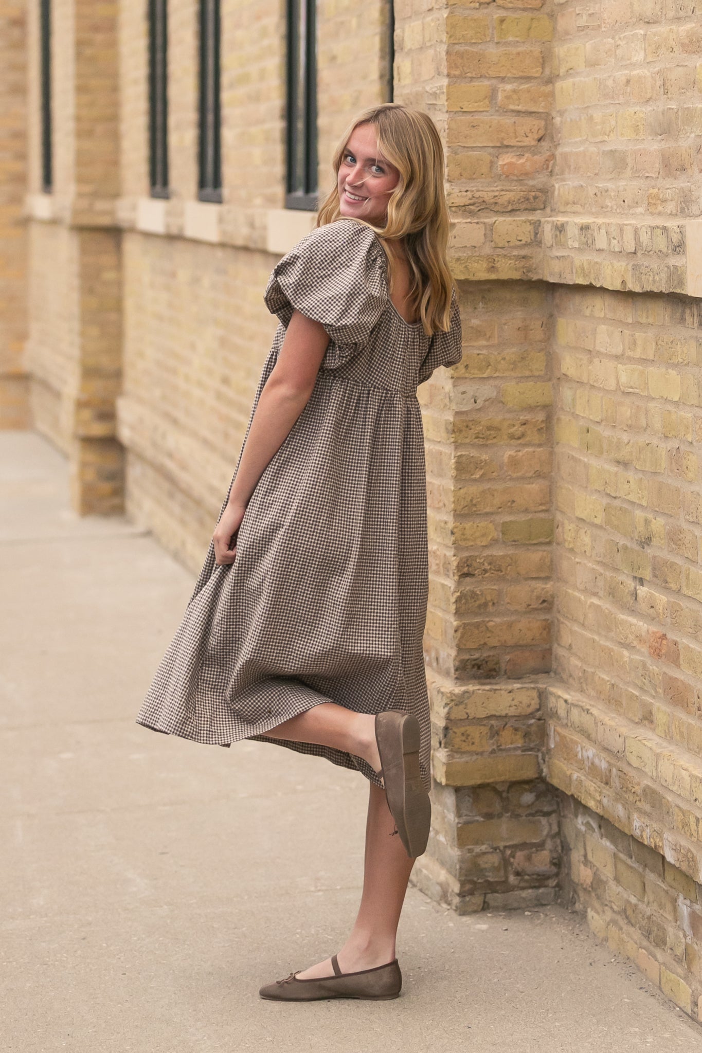 Flowy Checkered Midi Dress FF Dresses