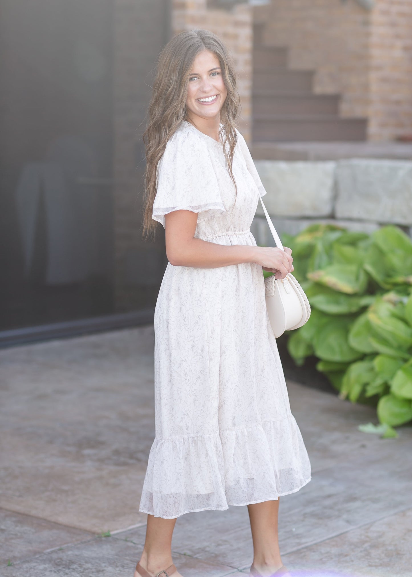 Flutter Sleeve Midi Dress FF Dresses