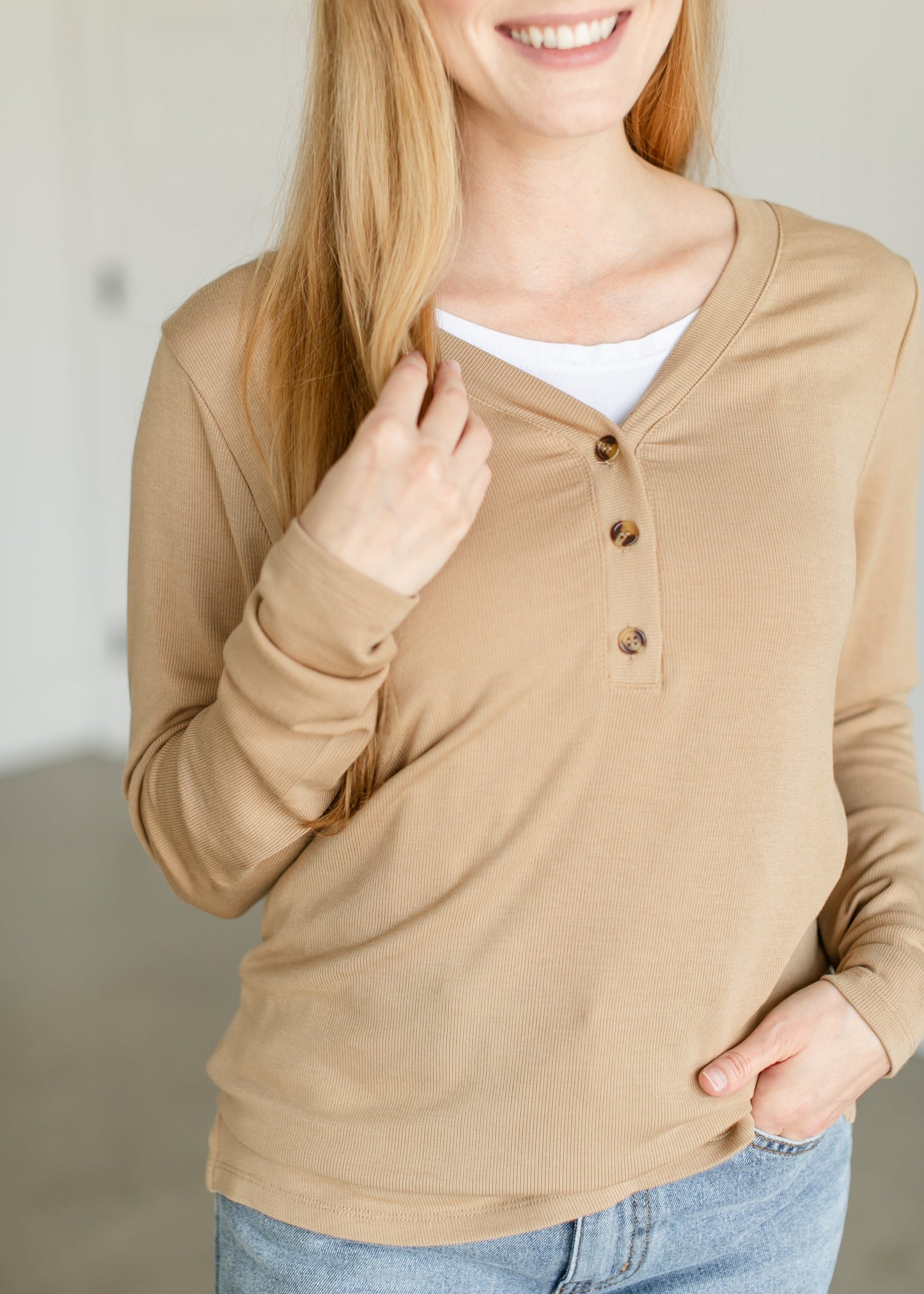 Frankie Fine Knit Half Button Top FF Tops
