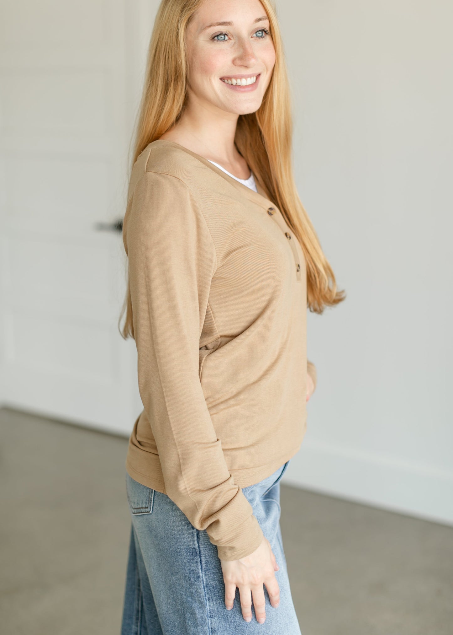 Frankie Fine Knit Half Button Top FF Tops