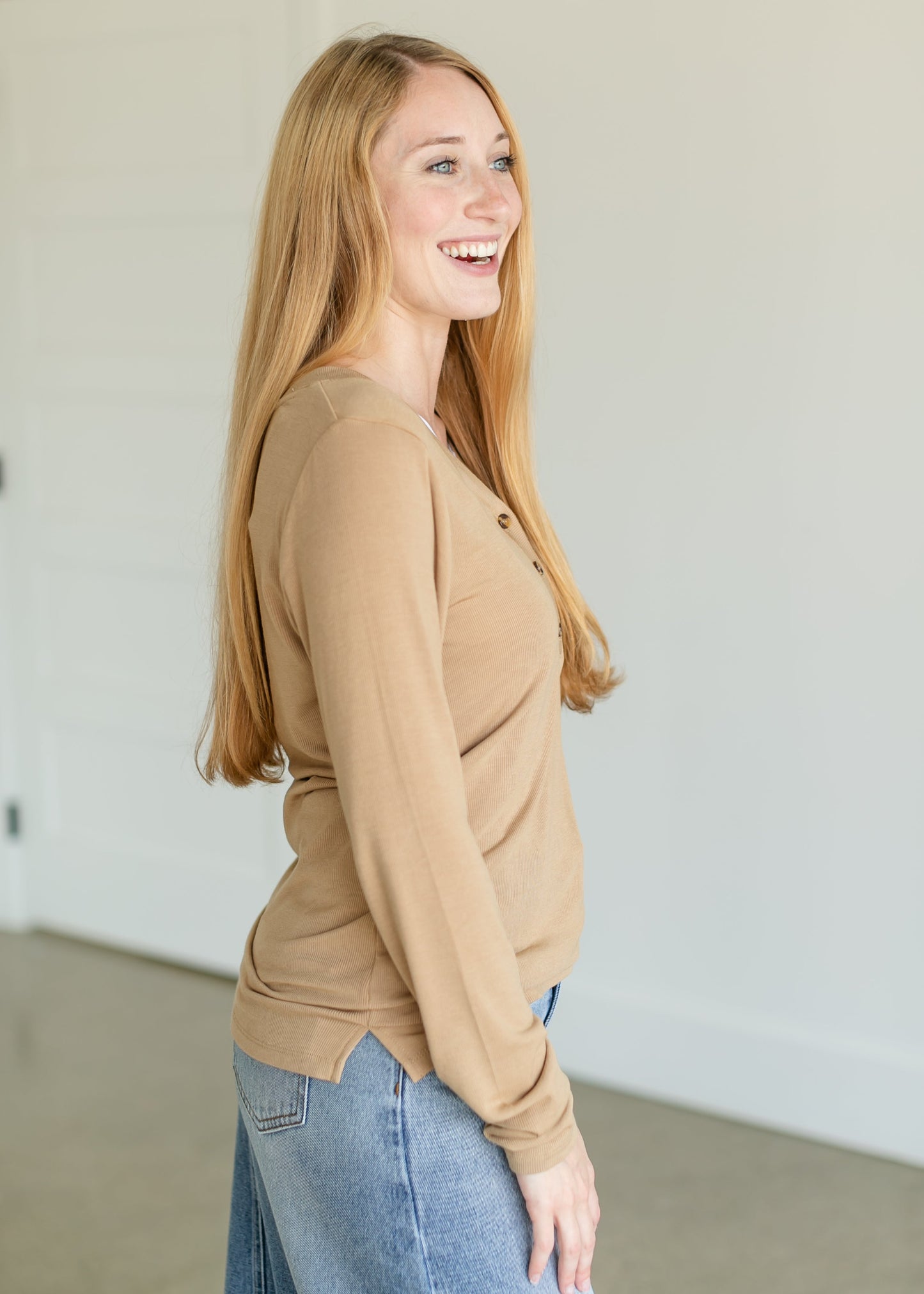 Frankie Fine Knit Half Button Top FF Tops