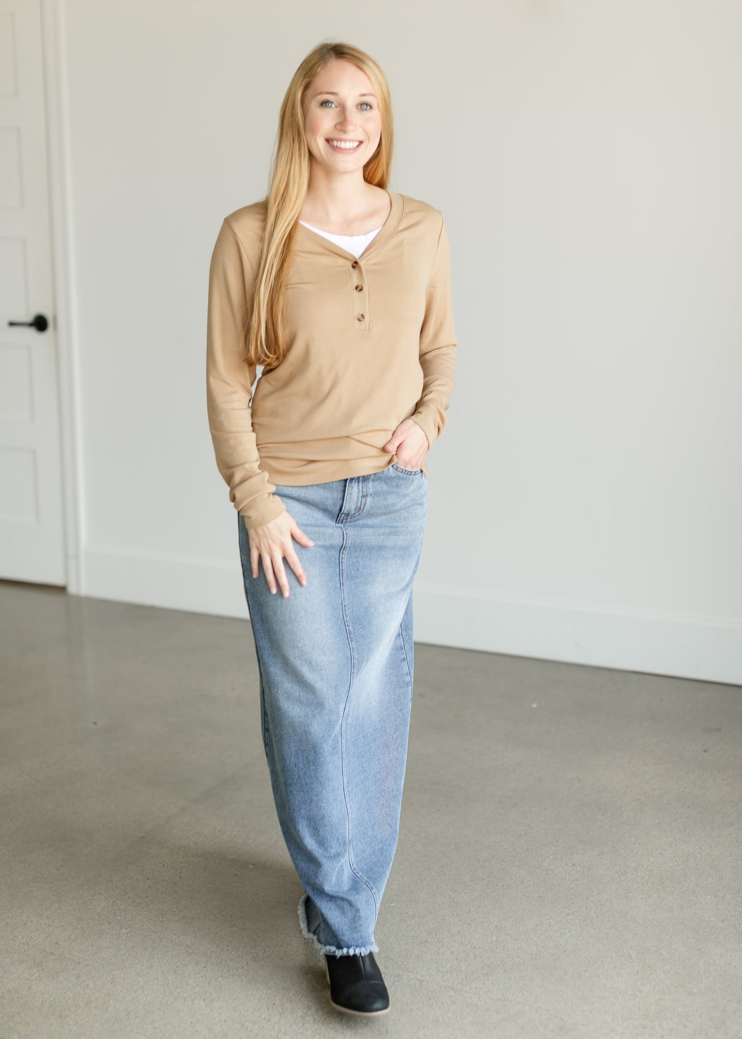 Frankie Fine Knit Half Button Top FF Tops