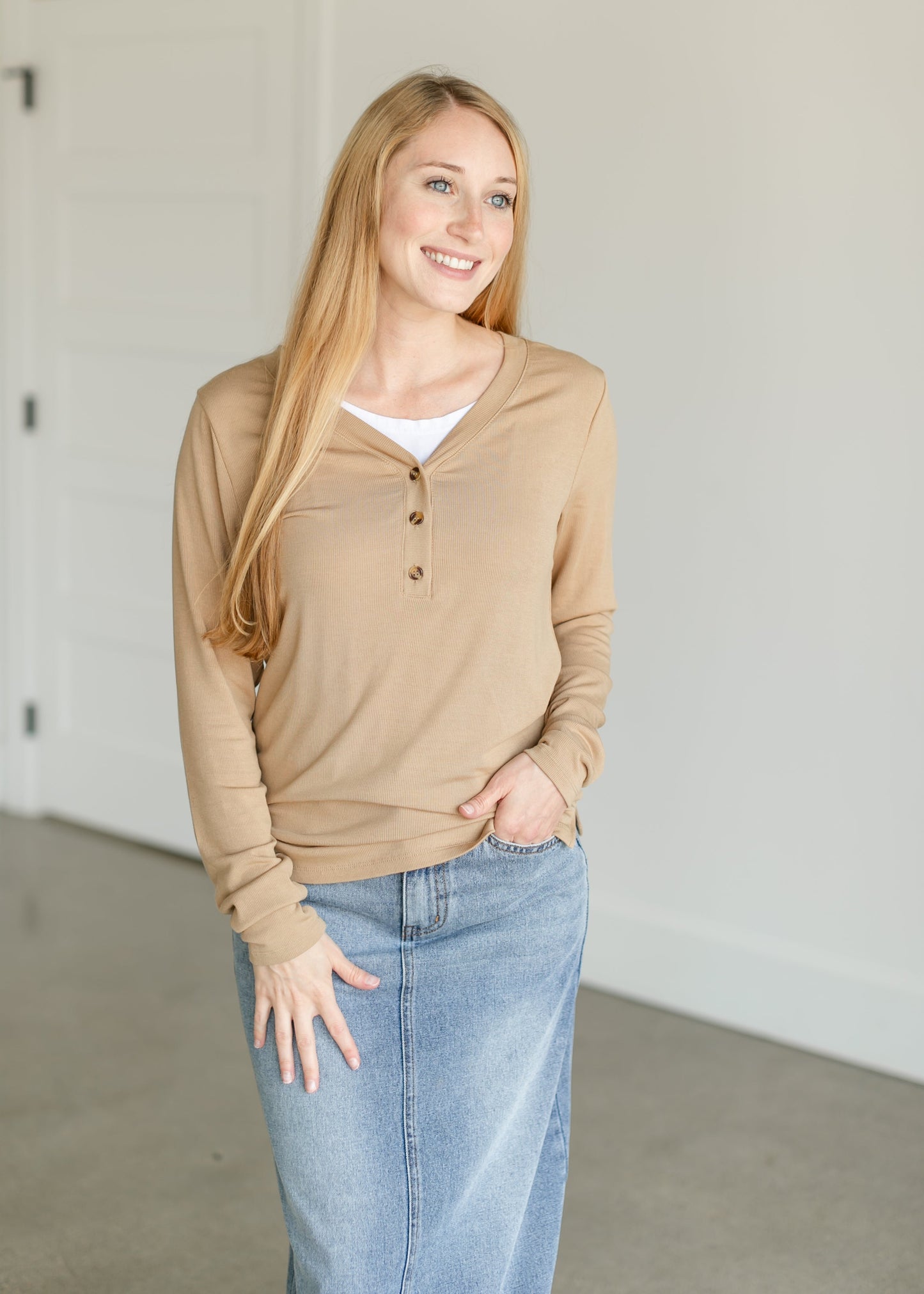 Frankie Fine Knit Half Button Top FF Tops