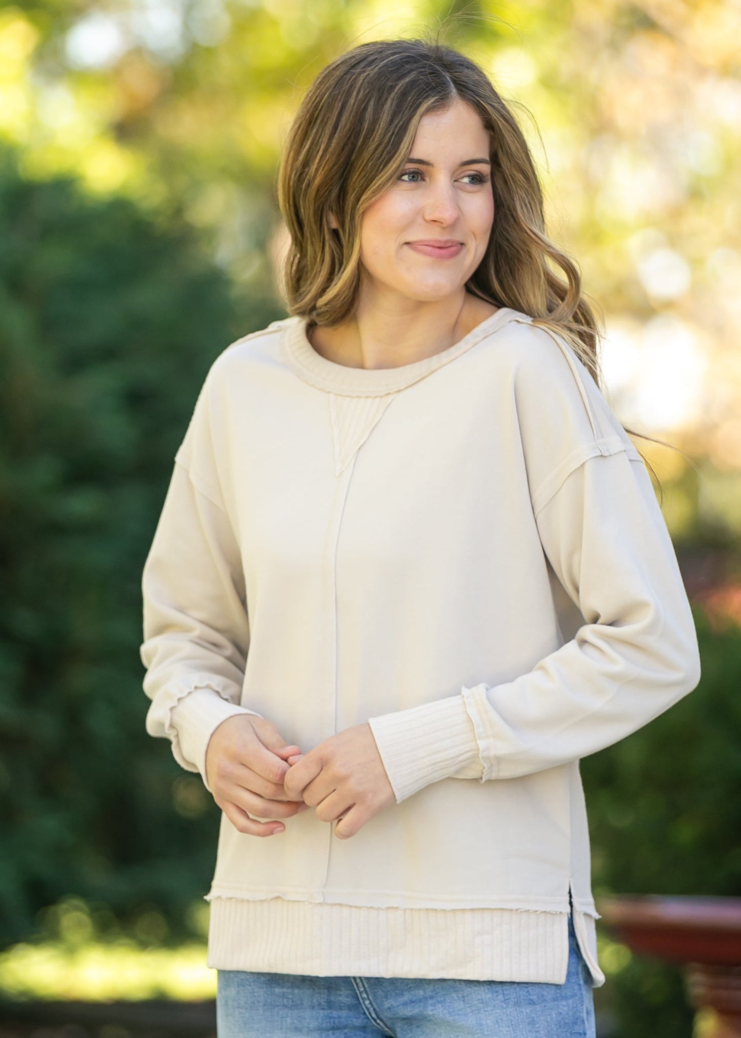French Terry Exposed Seam Sweatshirt FF Tops
