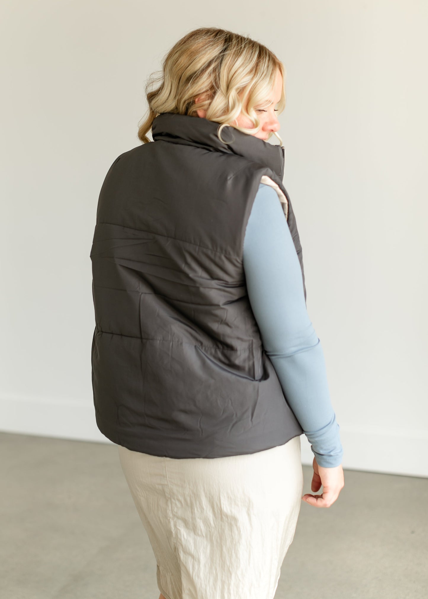 Full Zip Reversible Puffer Vest FF Tops