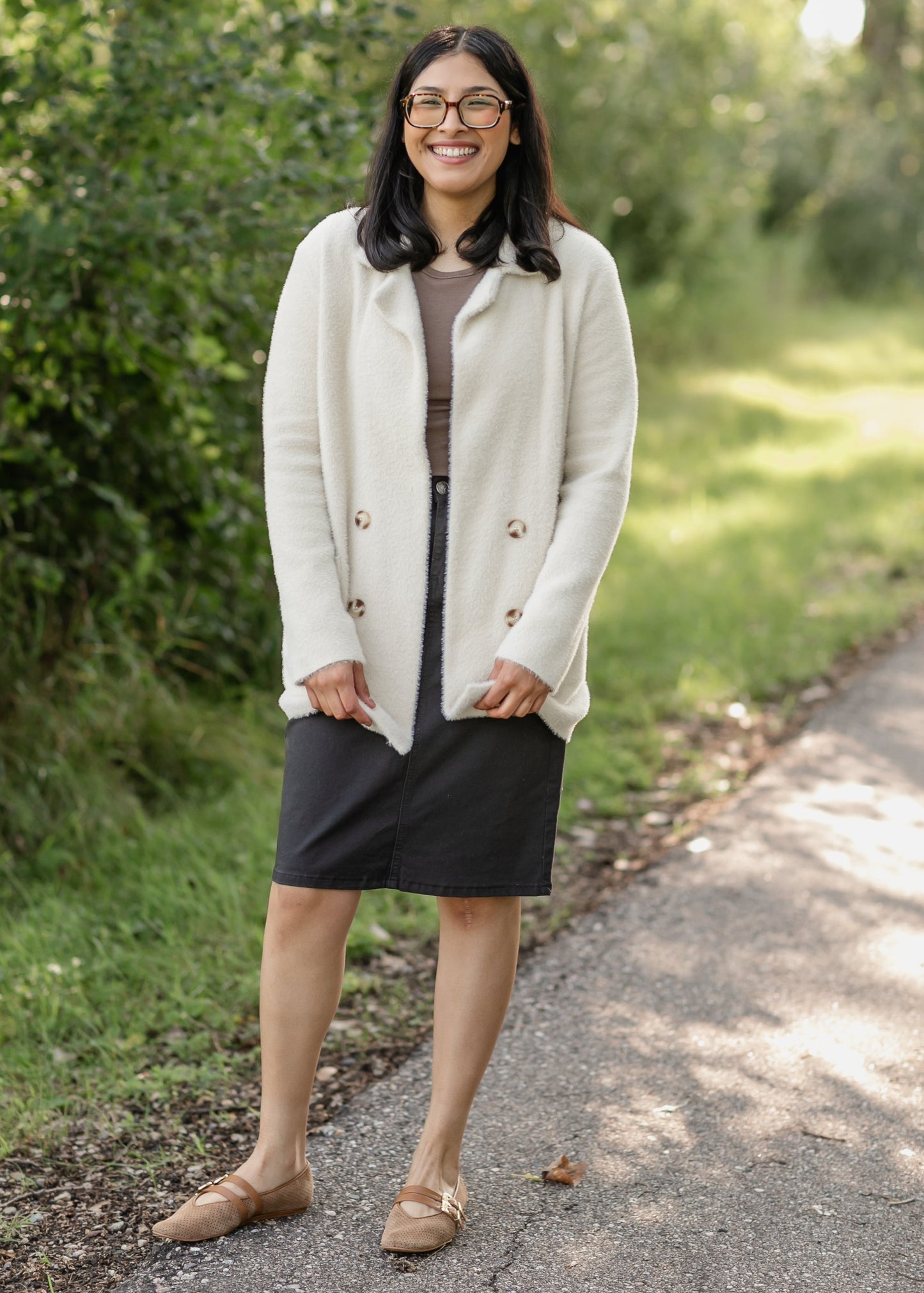 Fuzzy Button Front Coatigan FF Layering Essentials