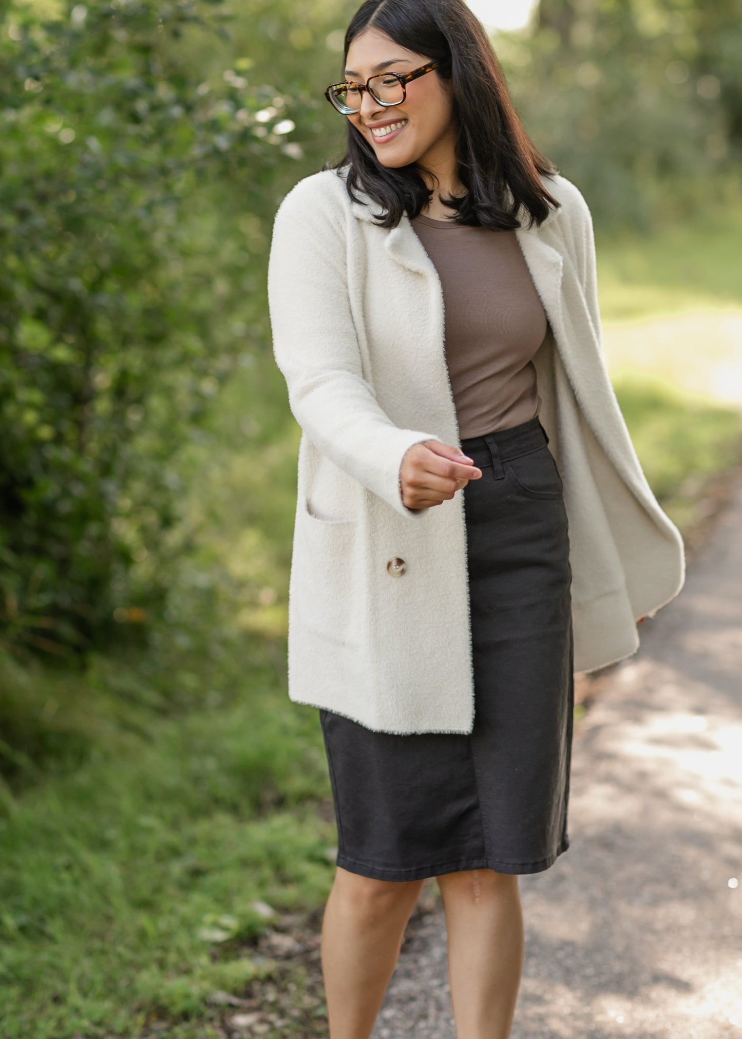 Fuzzy Button Front Coatigan FF Layering Essentials