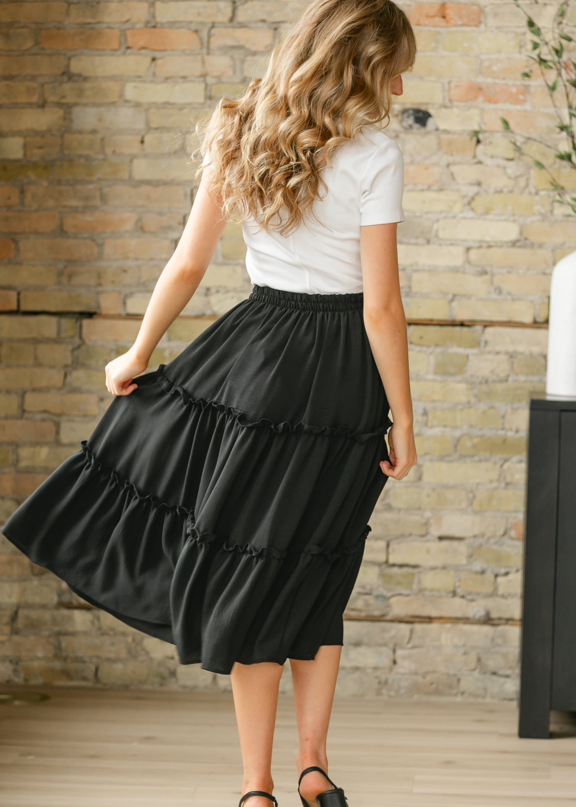 Giana Ruffle Tiered Midi Skirt FF Skirts