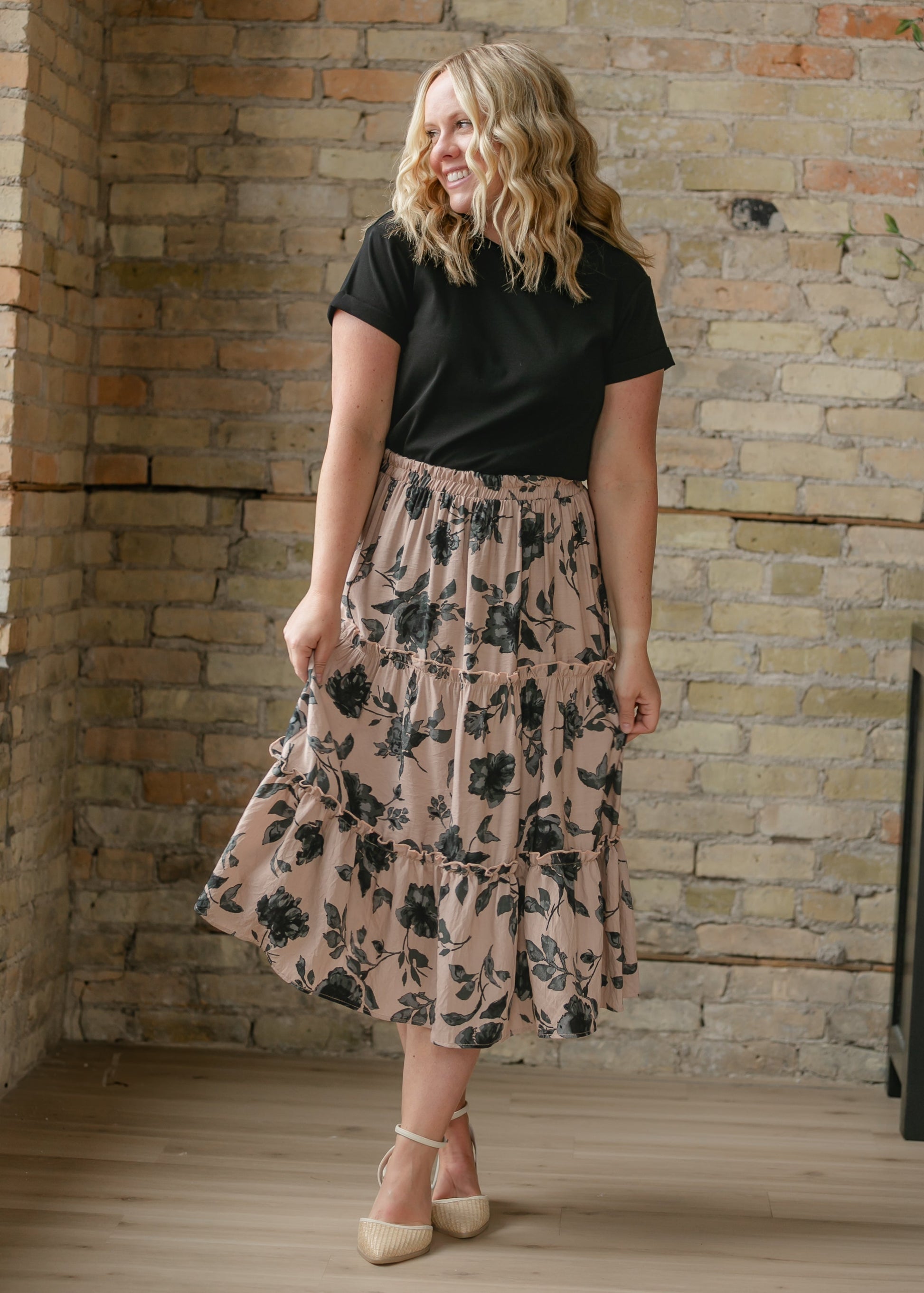 Giana Ruffle Tiered Midi Skirt FF Skirts