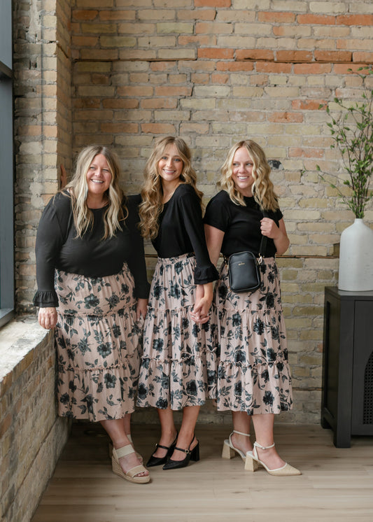 Giana Ruffle Tiered Midi Skirt FF Skirts