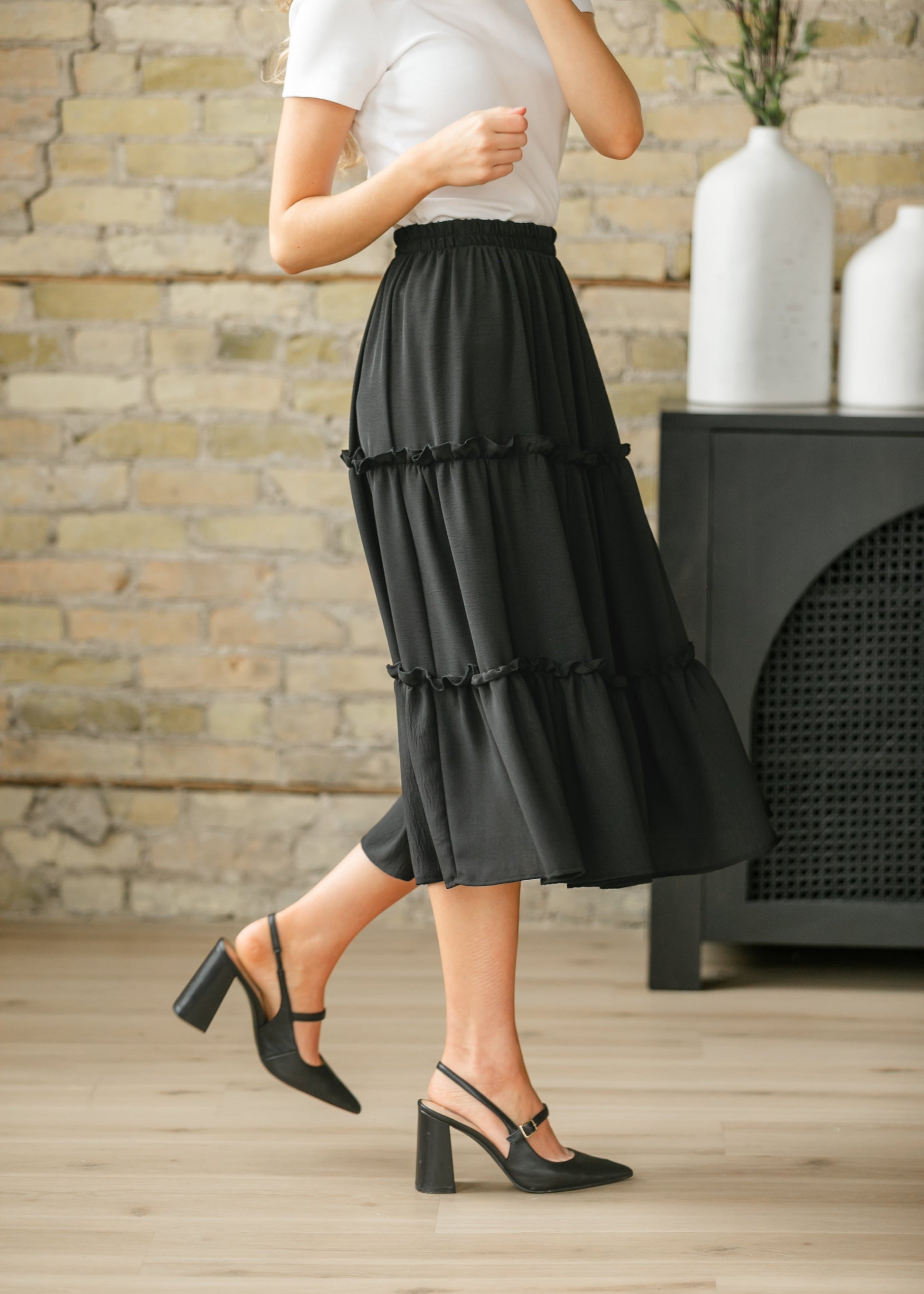 Giana Ruffle Tiered Midi Skirt FF Skirts