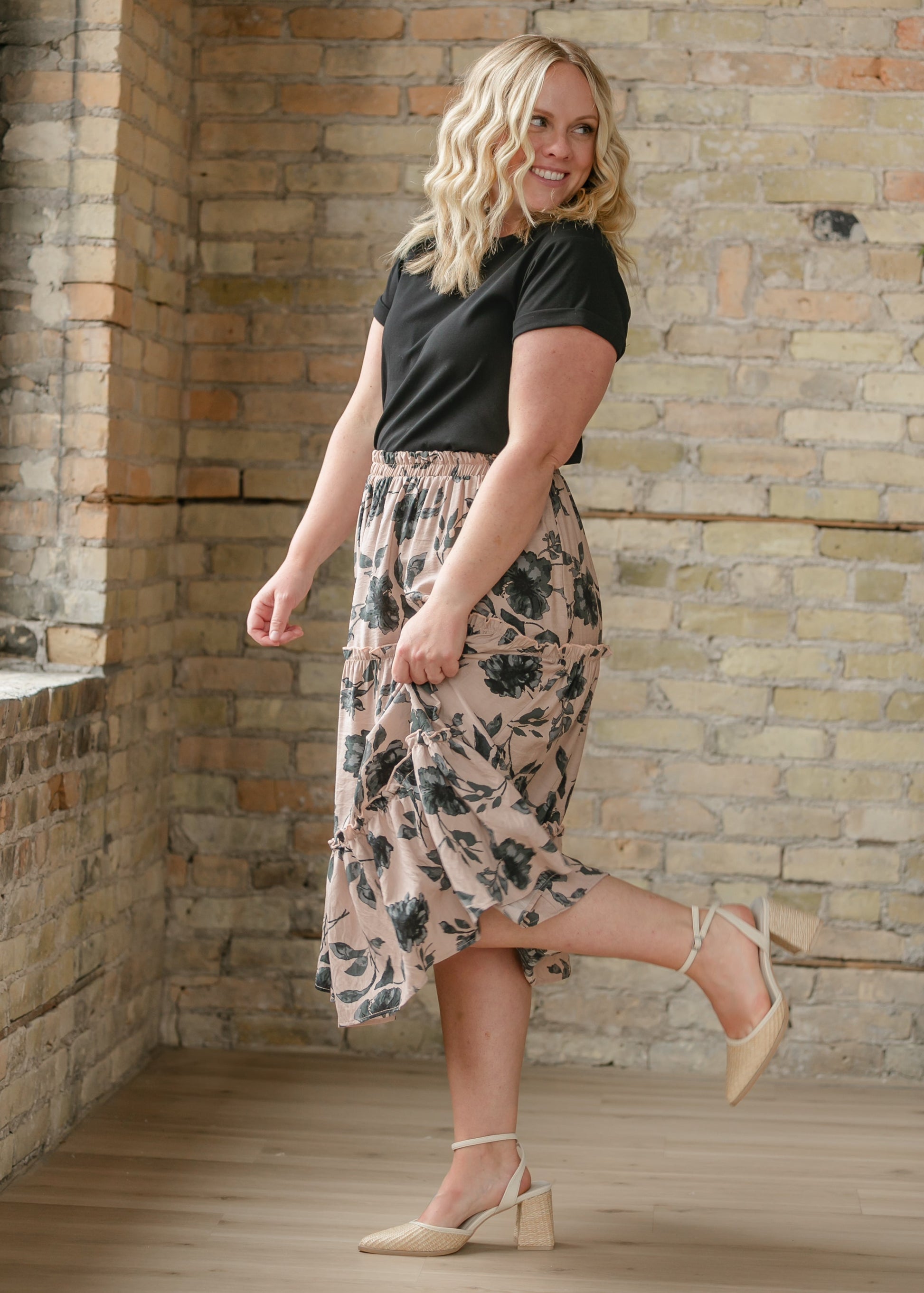 Giana Ruffle Tiered Midi Skirt FF Skirts