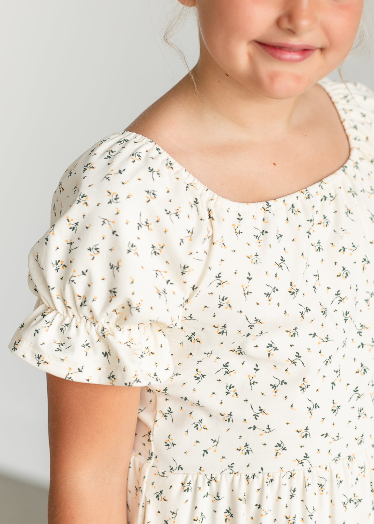 Girl's Aubriel Floral Puff Sleeve Midi Dress IC Girls
