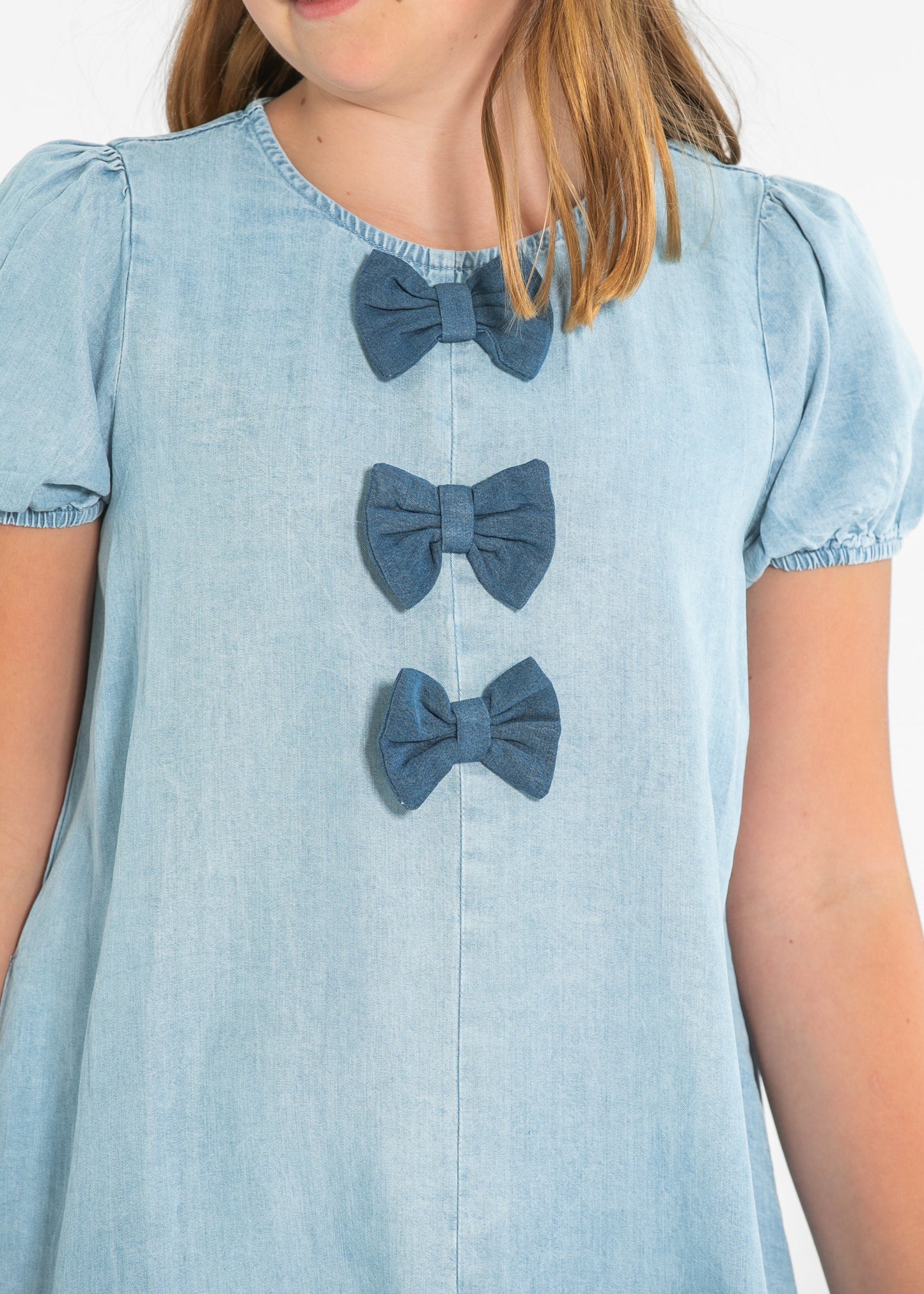 Girl's Chambray Bow Detail Dress FF Girls