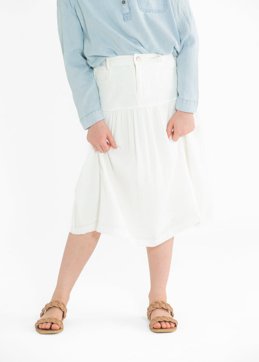 Girl's Mix Media Denim Midi Skirt FF Girls