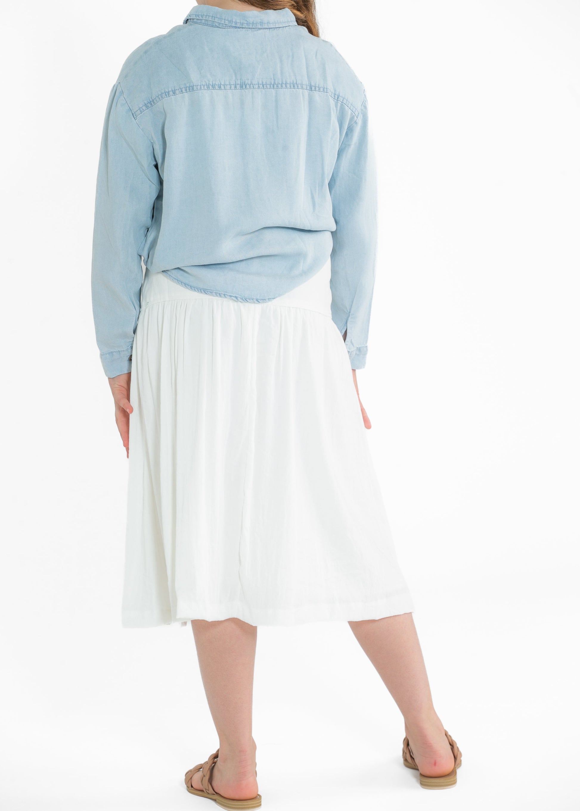 Girl's Mix Media Denim Midi Skirt FF Girls