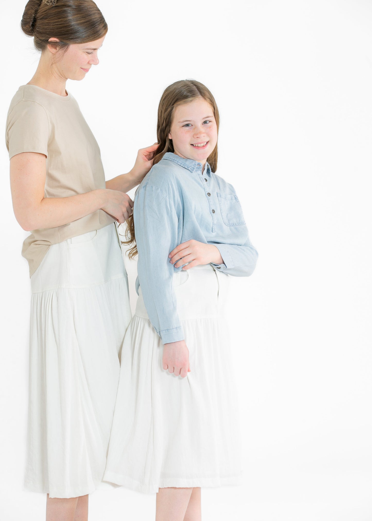 Girl's Mix Media Denim Midi Skirt FF Girls